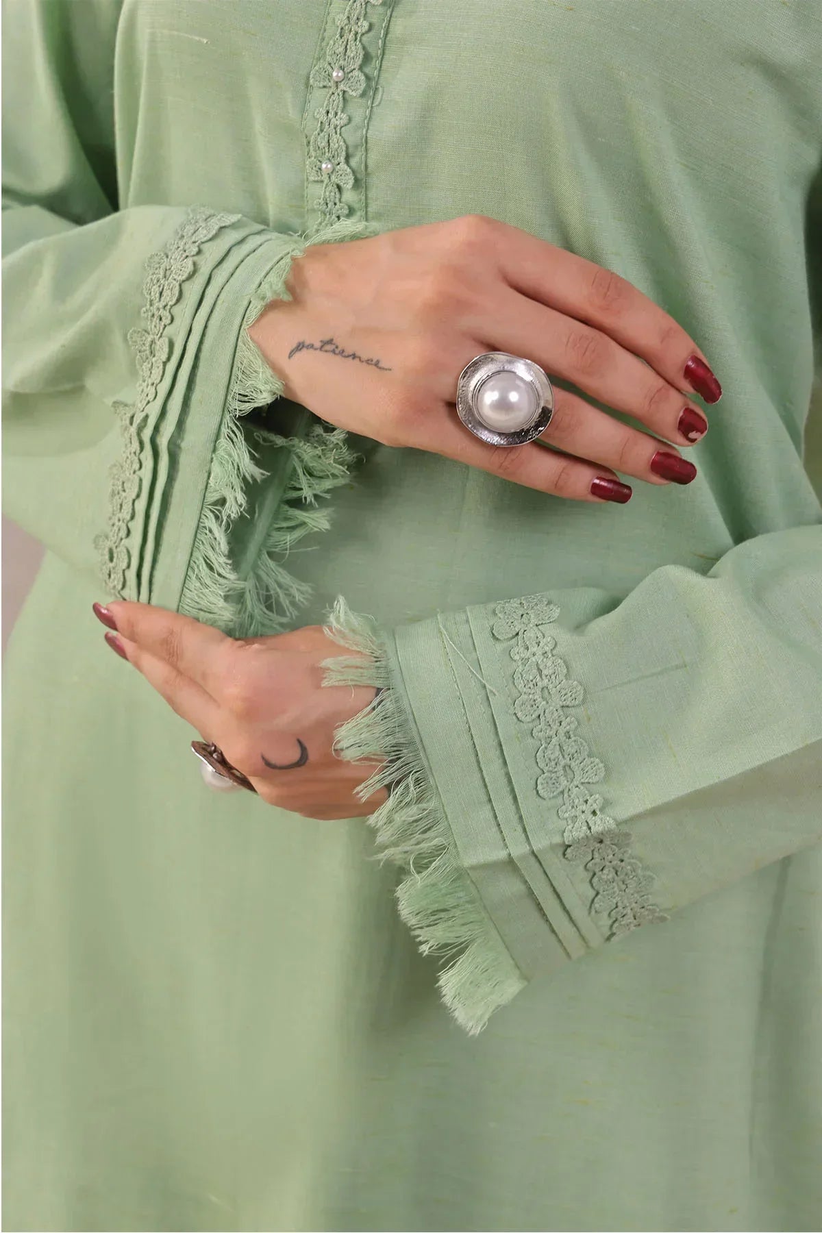 polyester georgette Co Ord Sets in Pistachio green
