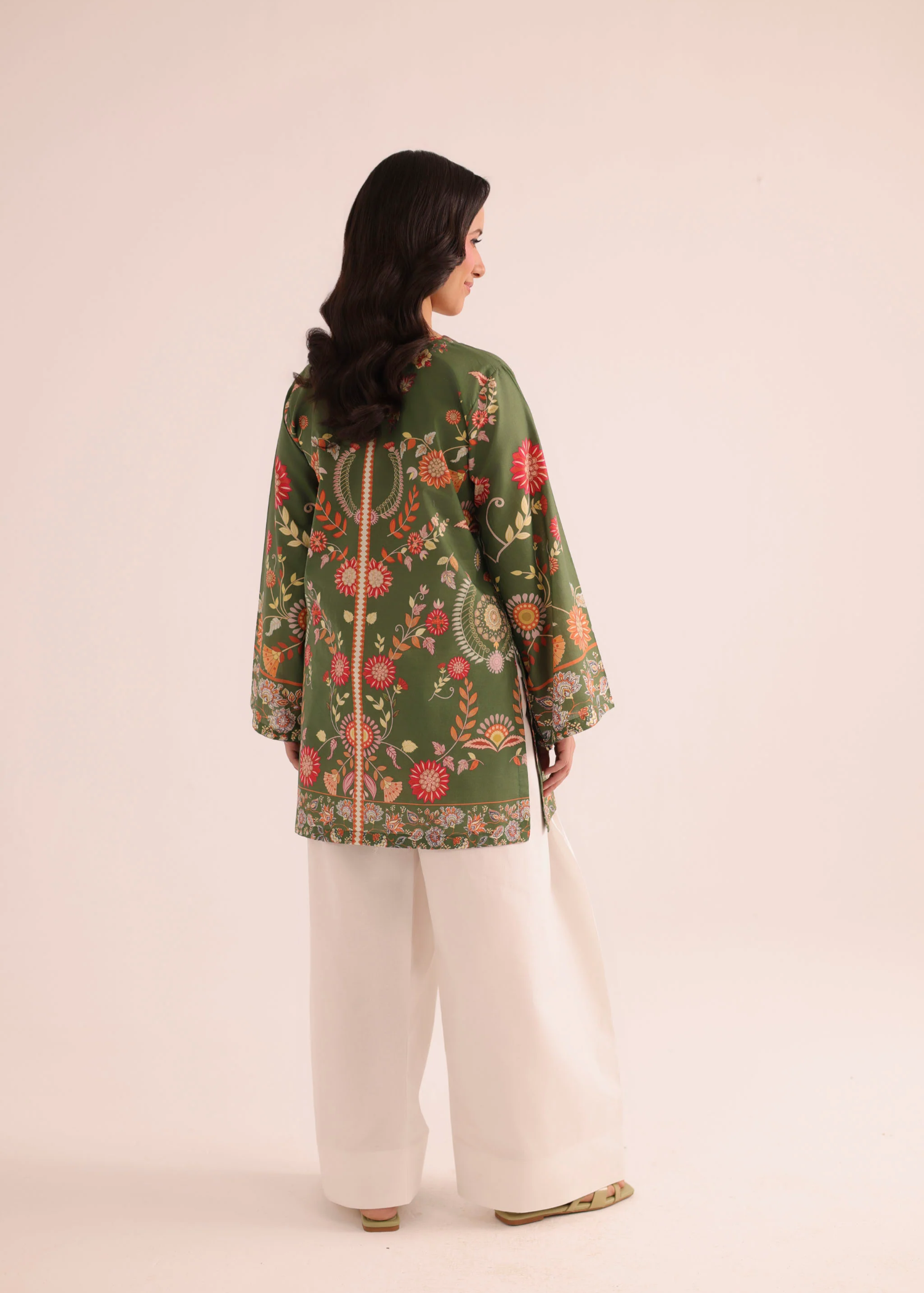 lawn Kurti in Olive green