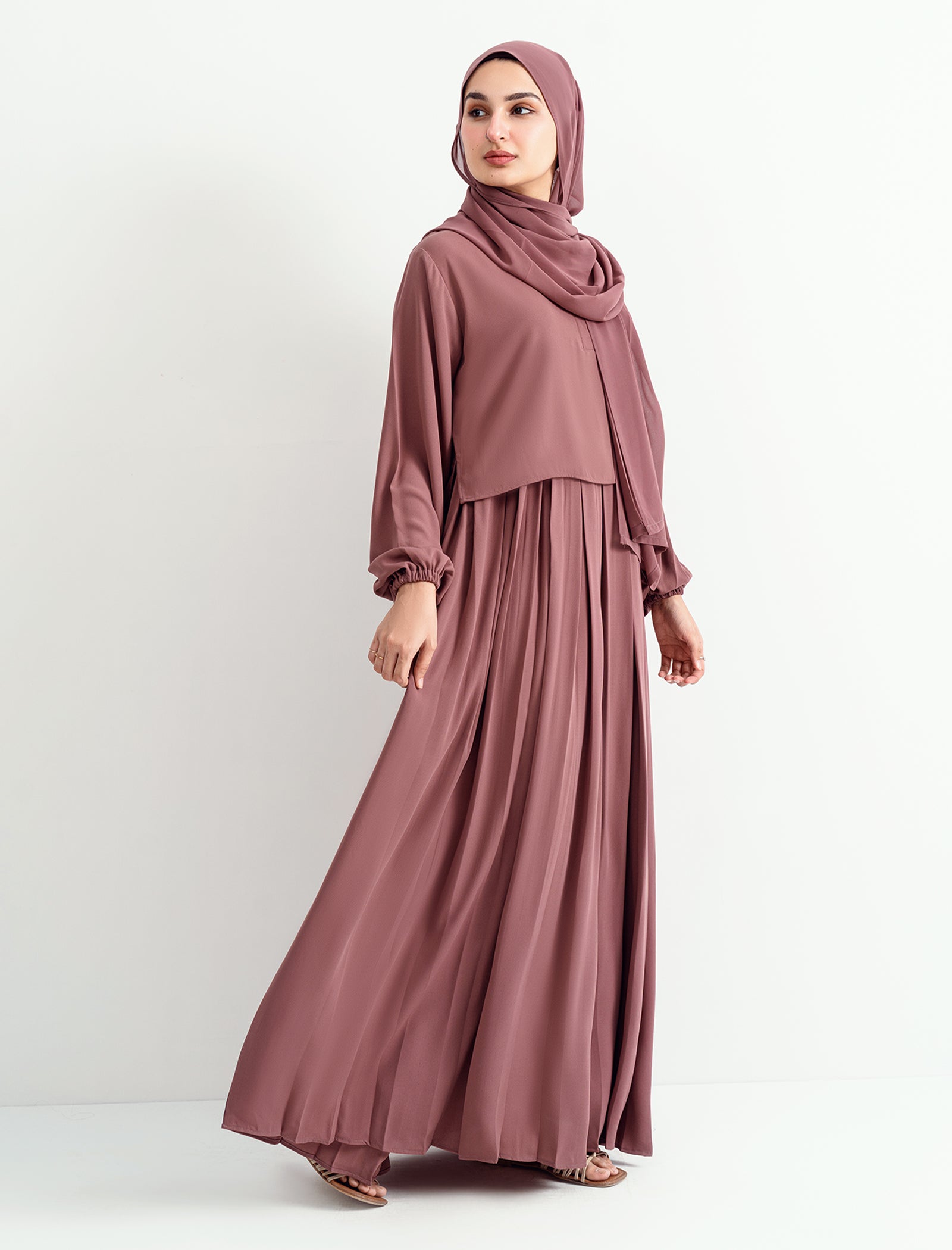 khaddar Abaya in Purple taupe