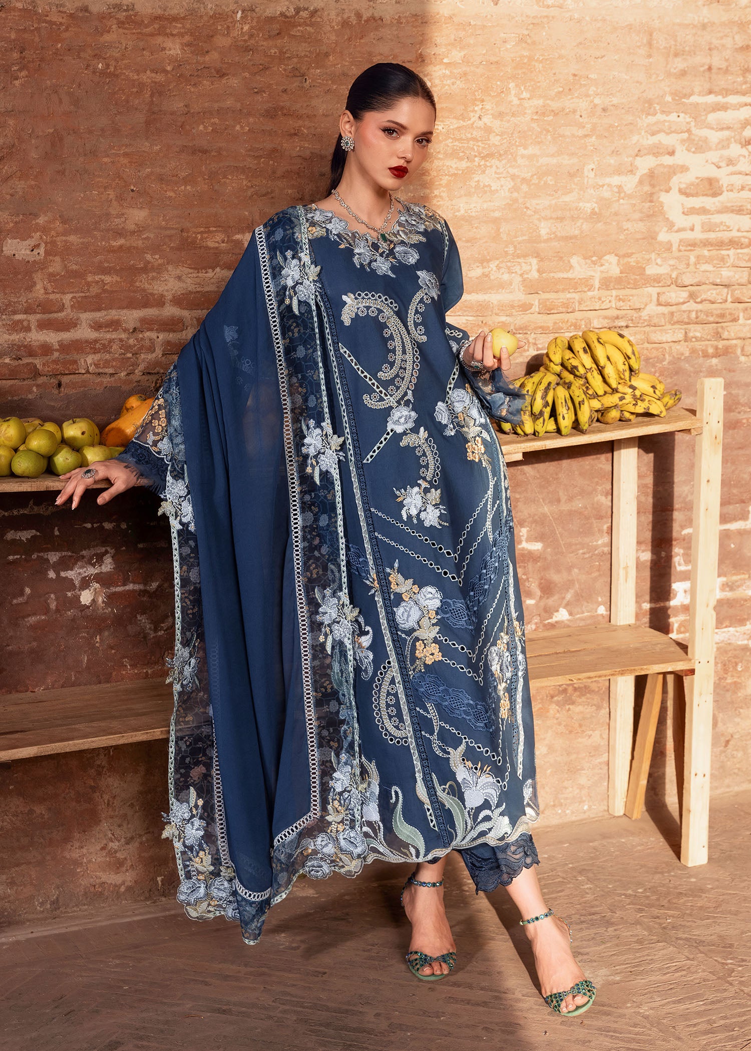 lawn Kurta Set in Blue