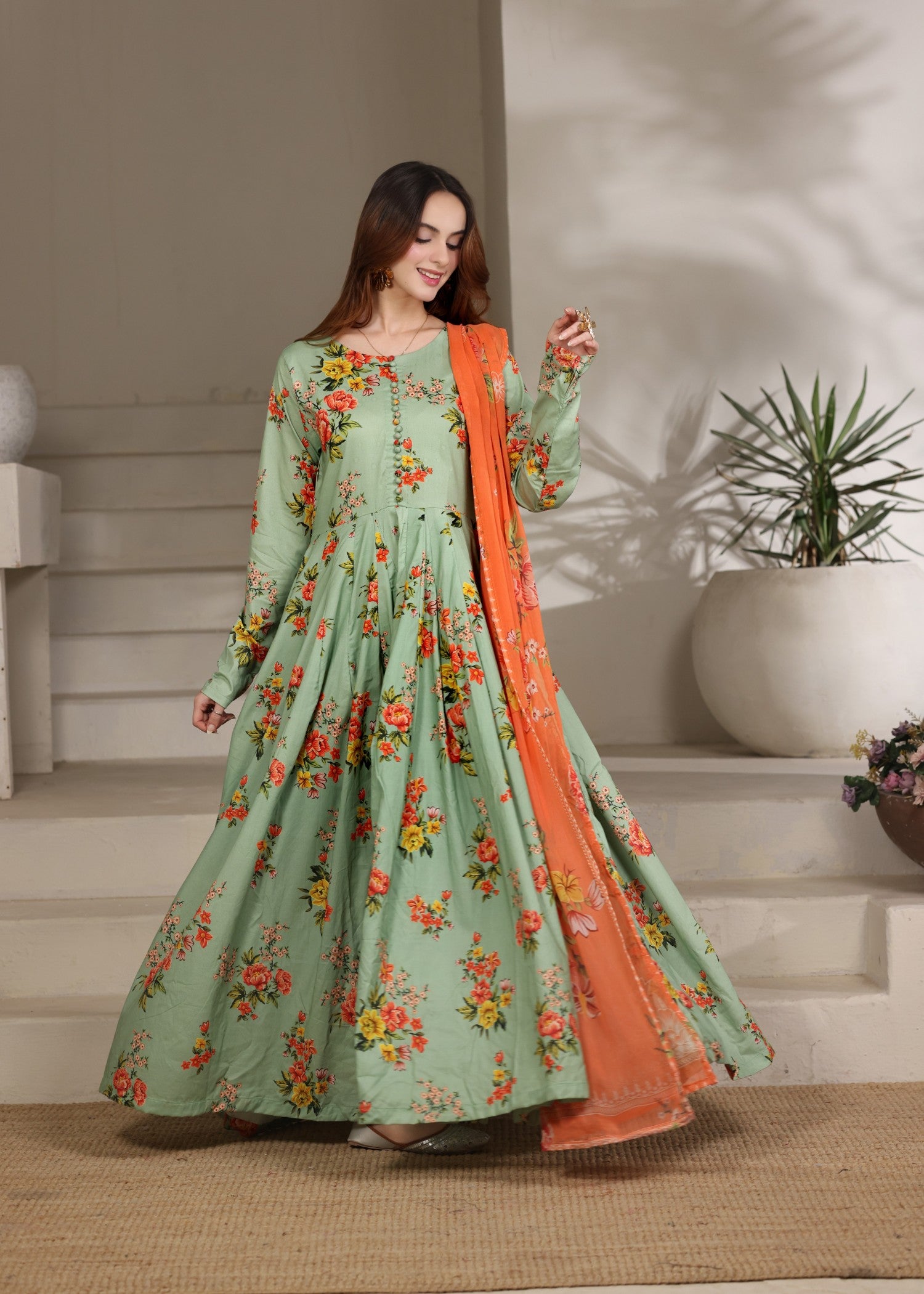 lawn Maxi in Emerald green