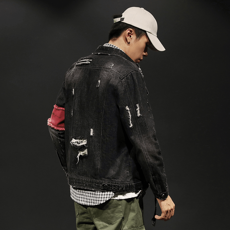 Spring New Denim Jacket Men'S Slim Tooling Jacket