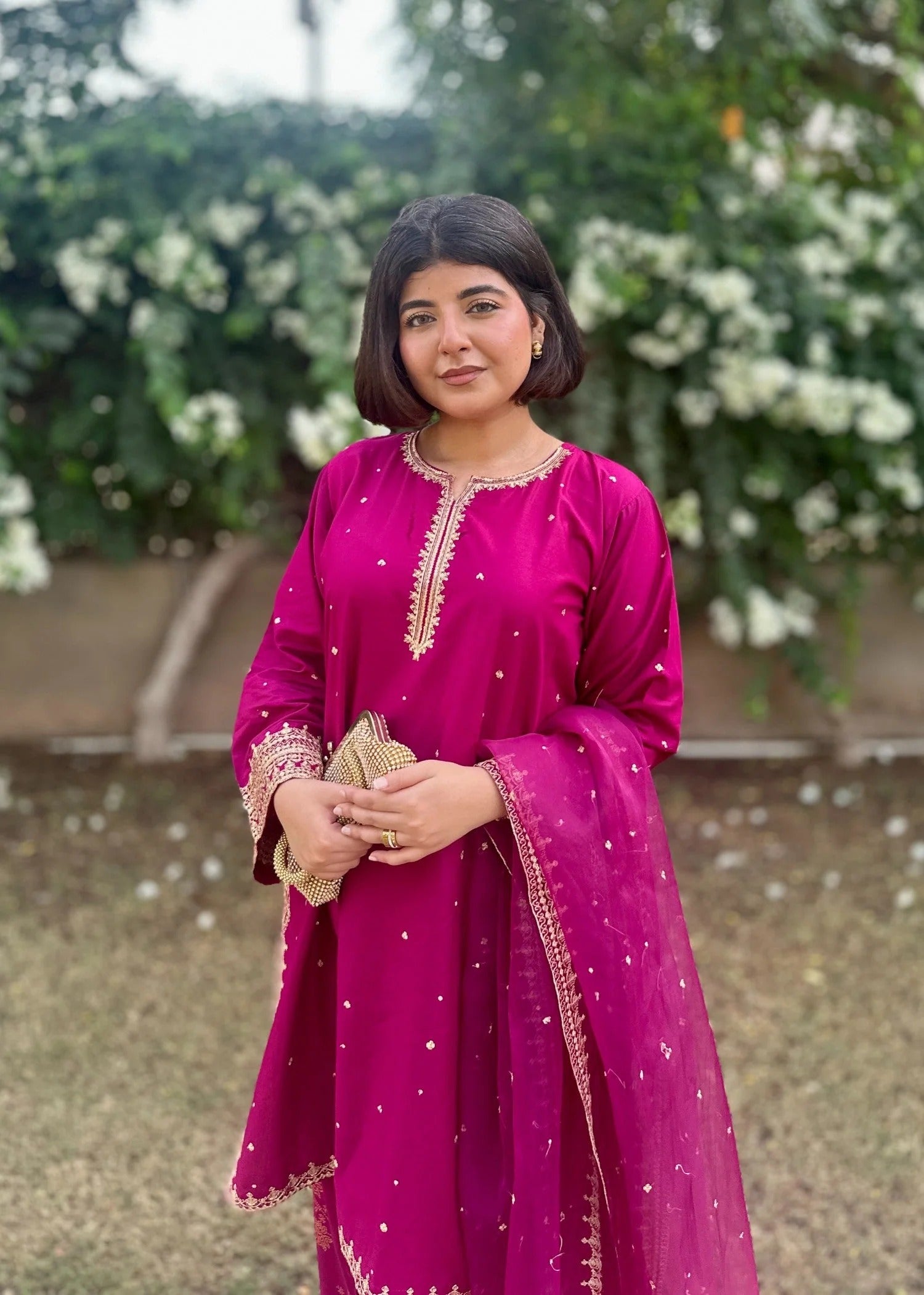 linen Kurta Set in Plum