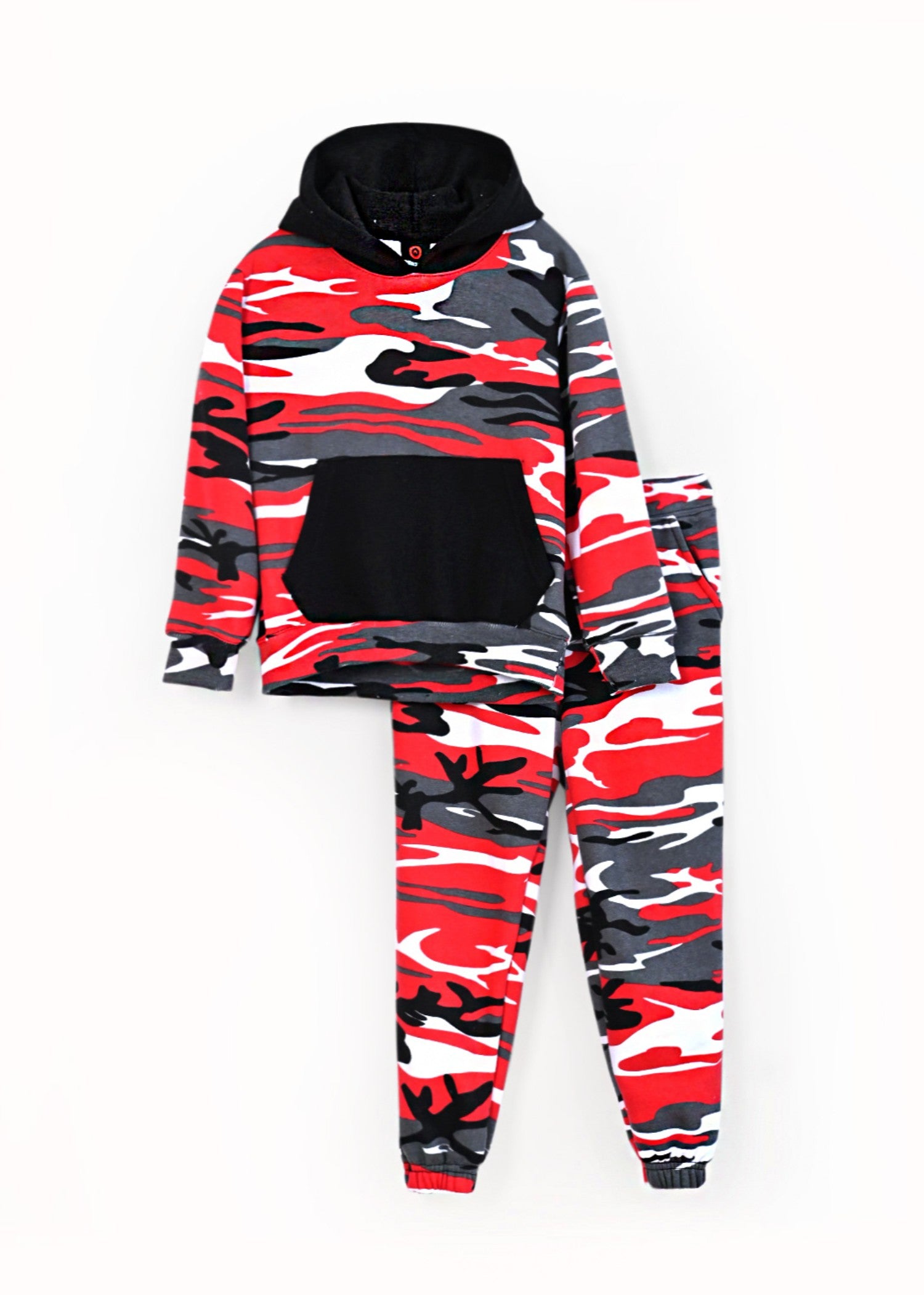 fleece Tracksuit in Red, black