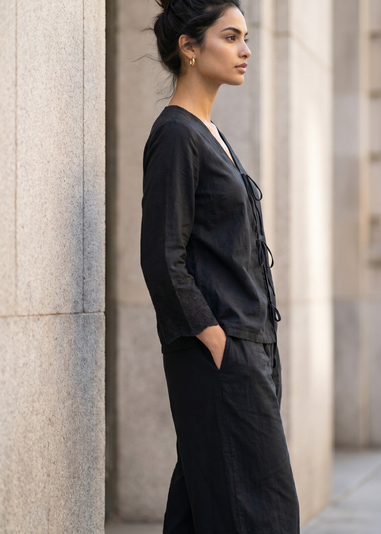 schiffli Co Ord Sets in Black