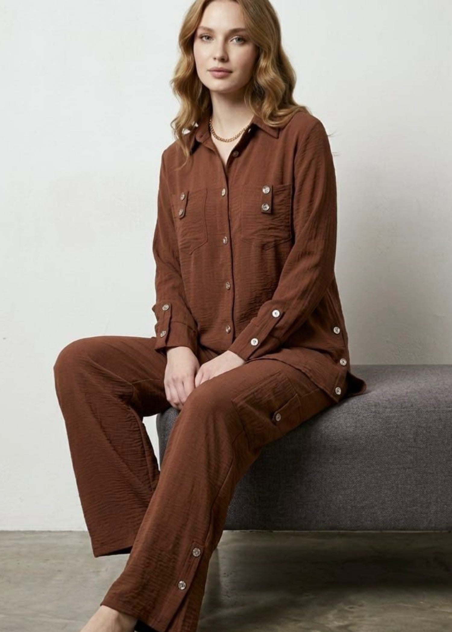 cotton jersey Co Ord Sets in Chocolate brown