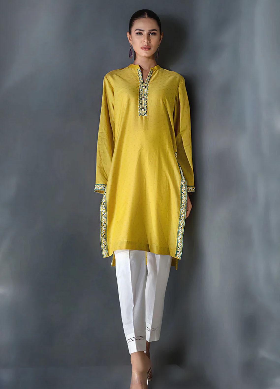 lawn Kurti in Mellow yellow
