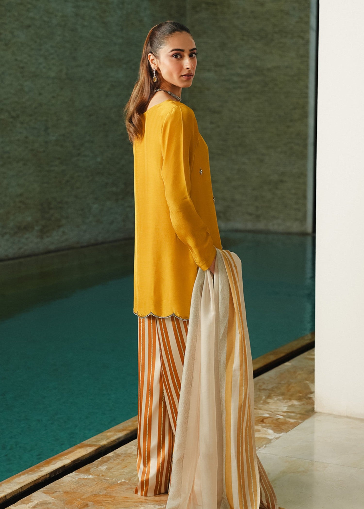 silk Kurti in Mustard