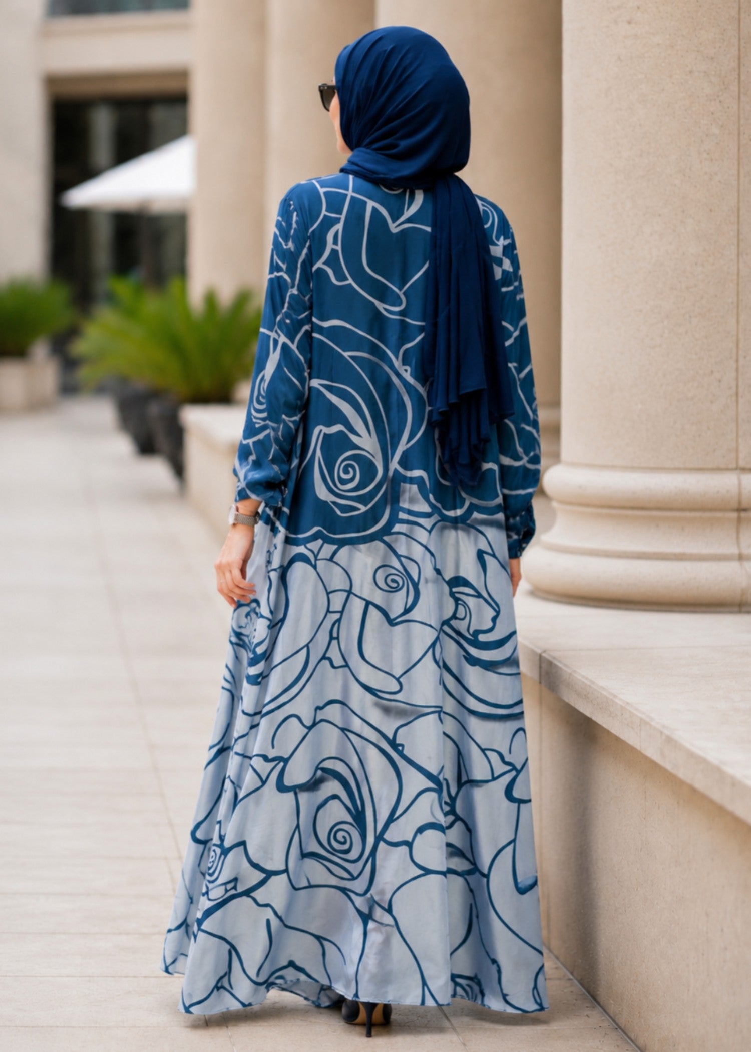 nidha Abaya in Ocean blue
