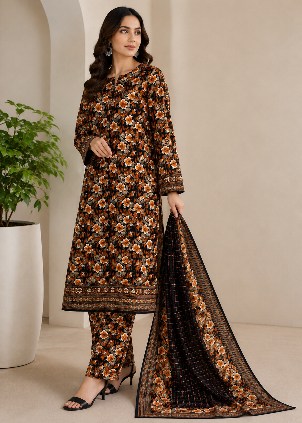 cotton Unstitched in Black, orange