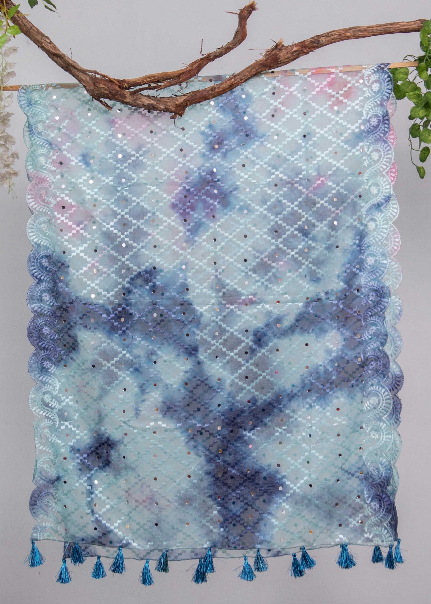 Dupatta in Blue, bubblegum pink, ice blue Color by - Trendy Women Dupatta NXA5476