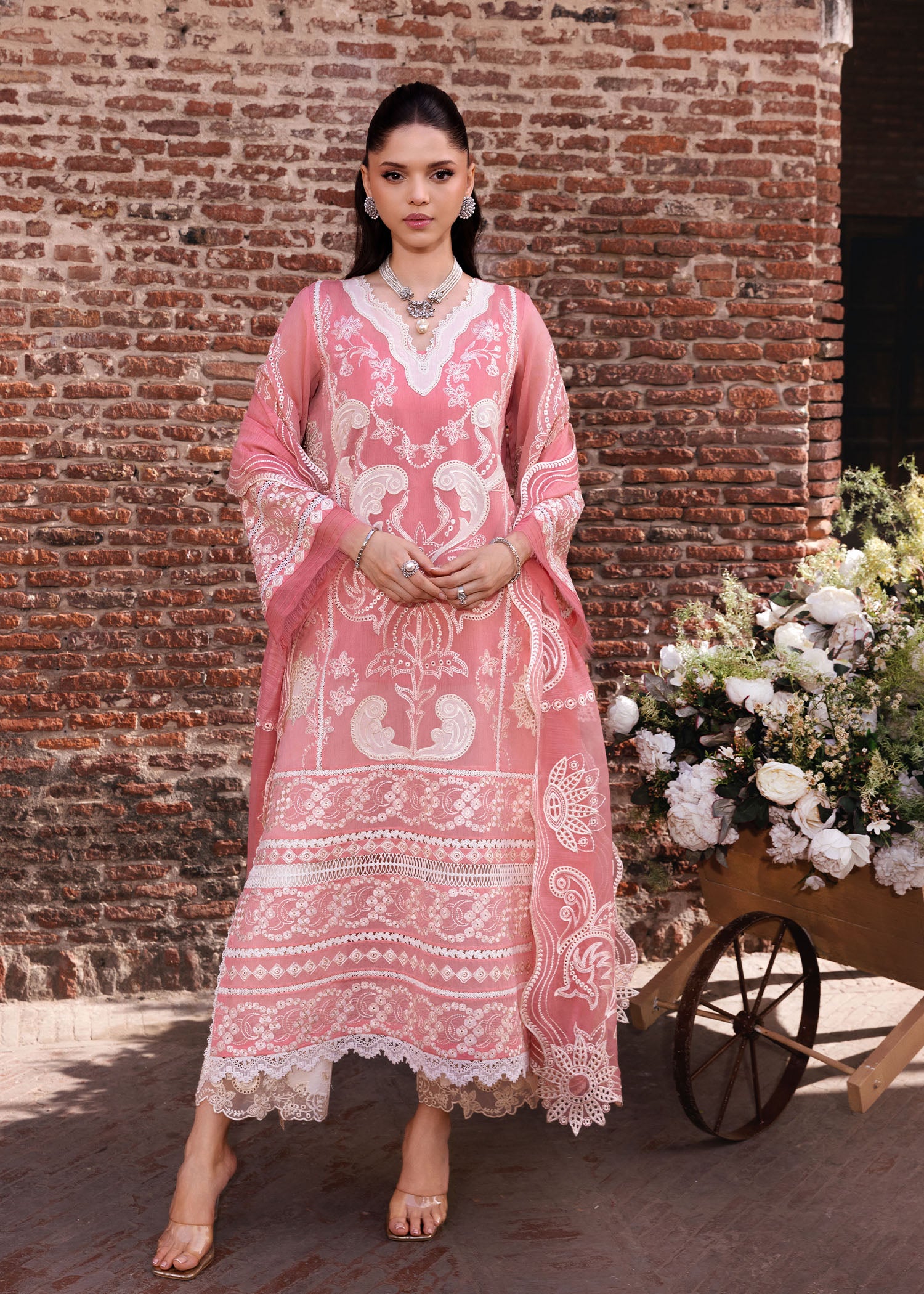 paper lawn Kurta Set in Blush pink