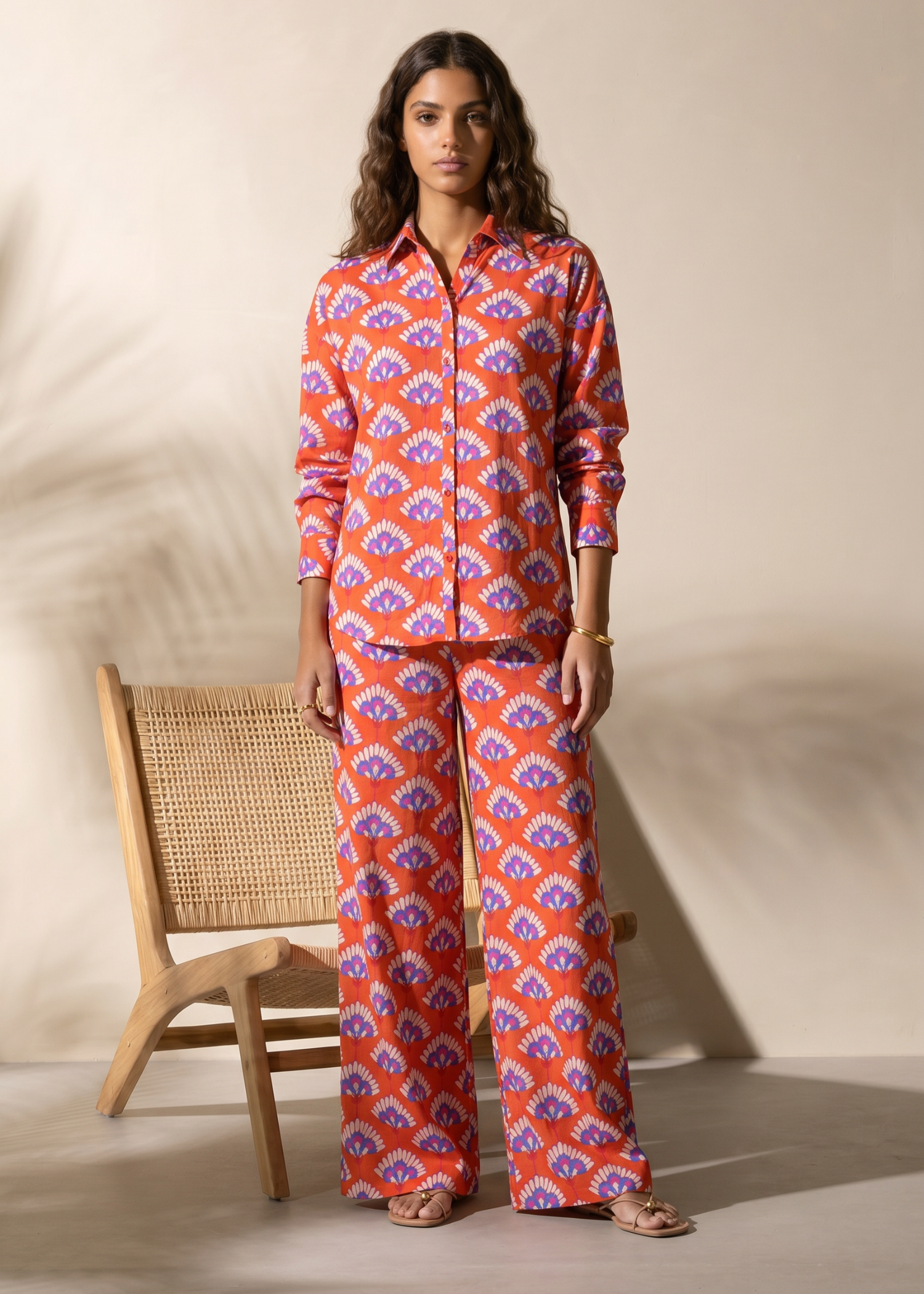 viscose Co Ord Sets in Pumpkin orange