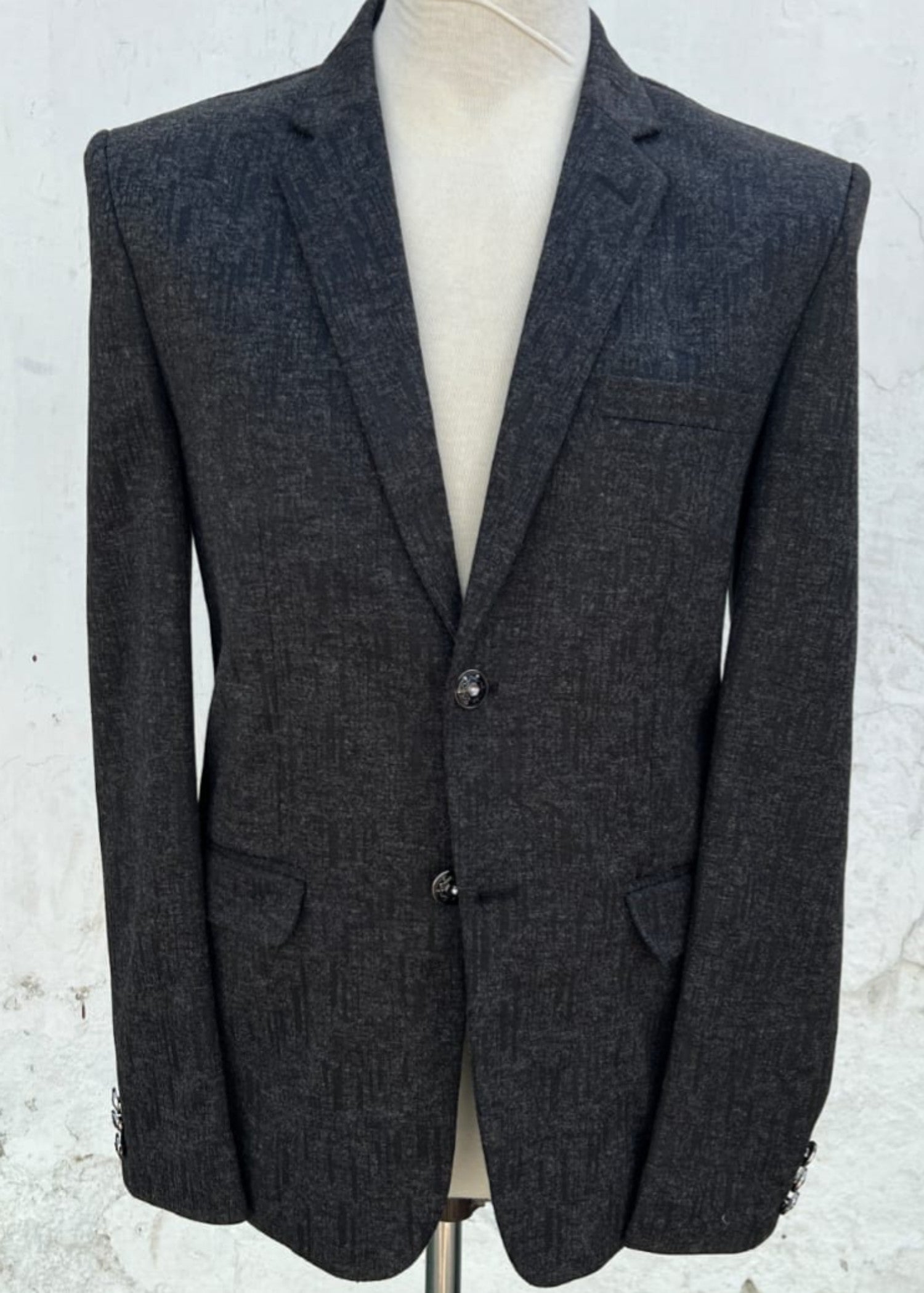 tweed wool Blazer in Smoke black