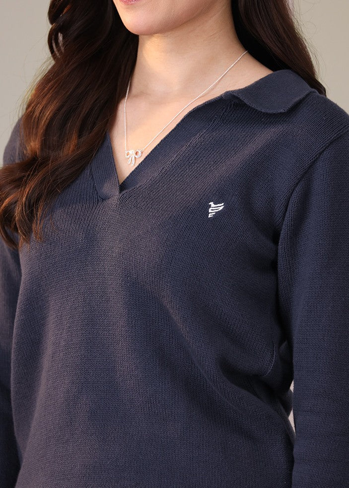 cotton Sweater in Dark blue