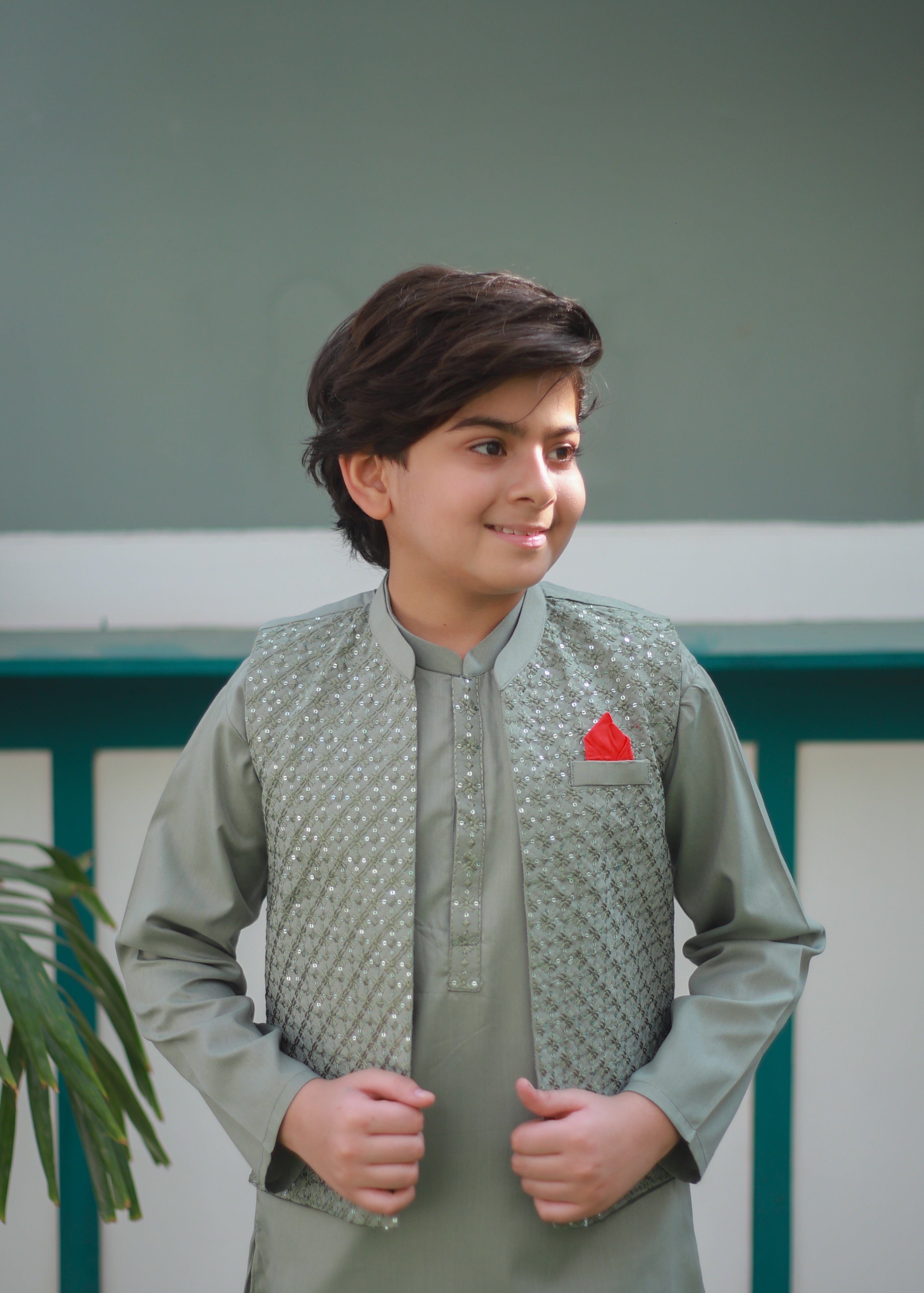 suiting Waistcoat in Moss green