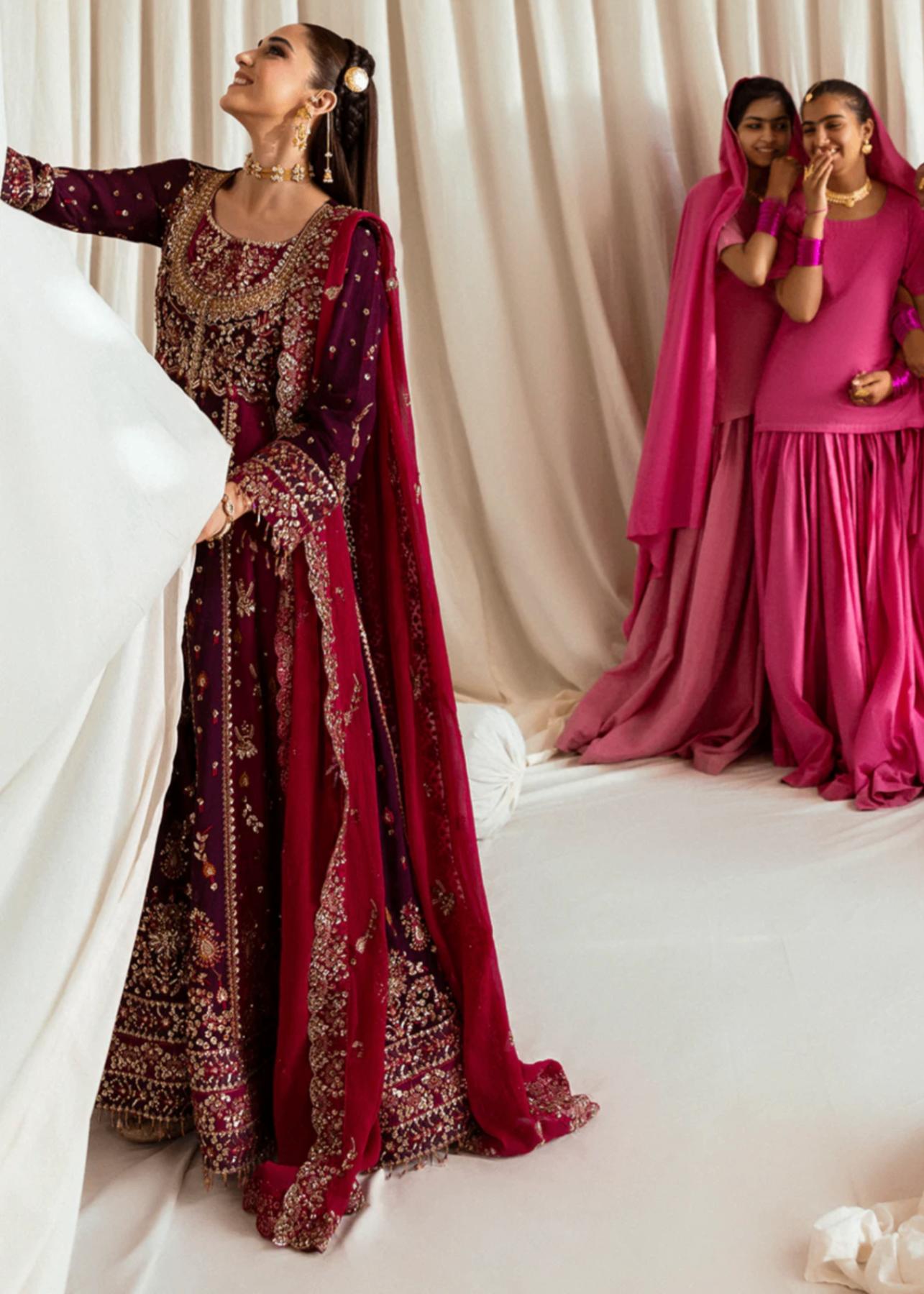chiffon Unstitched in Burgundy