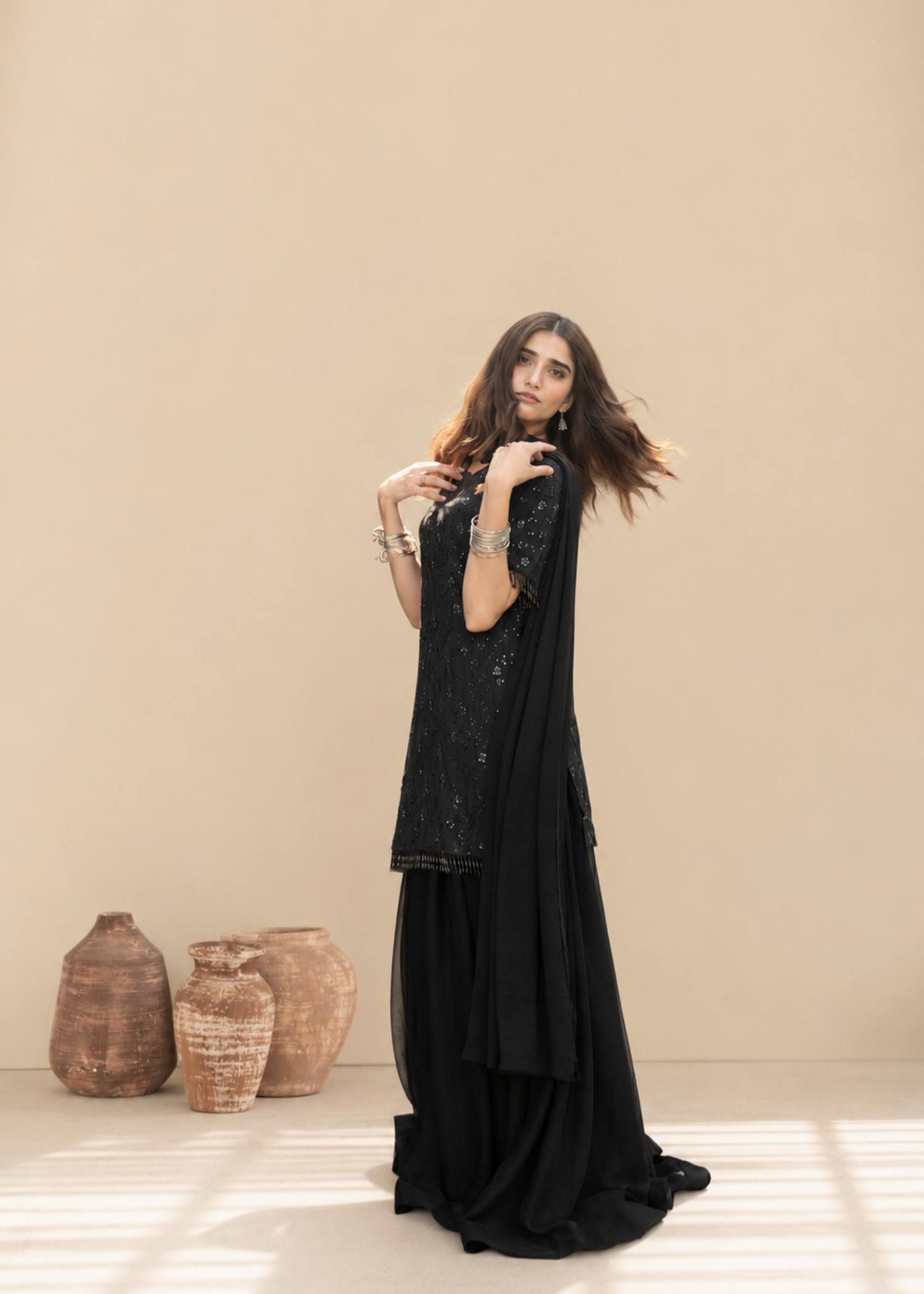 chiffon Sharara in Black