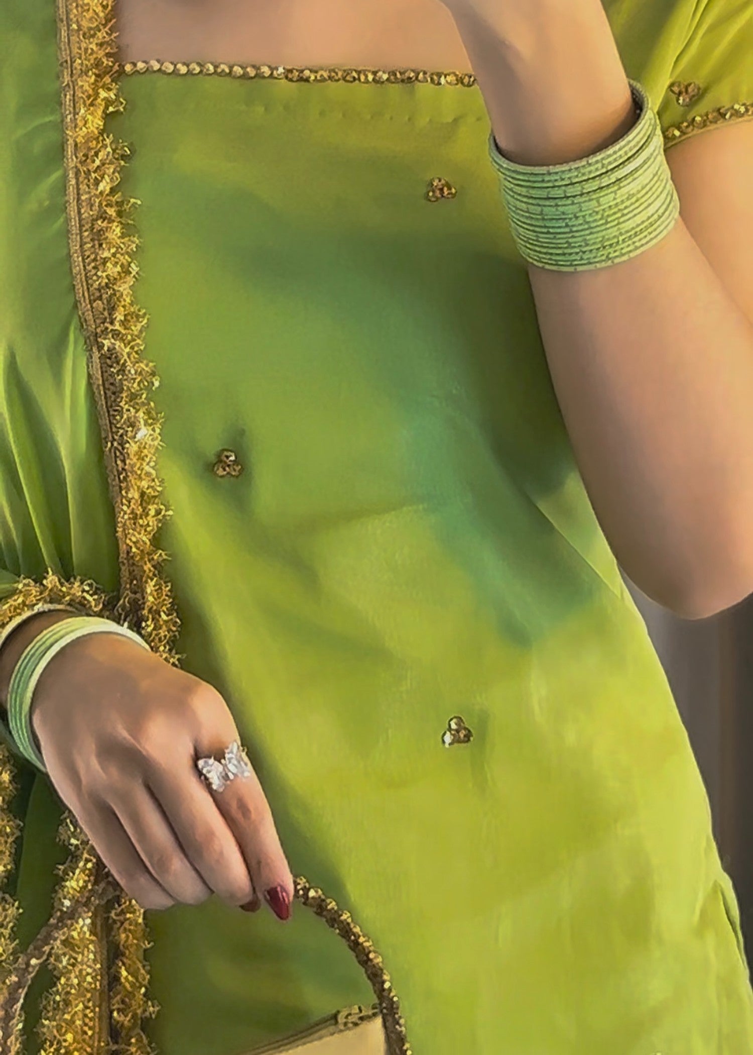 lawn Sharara in Herb green