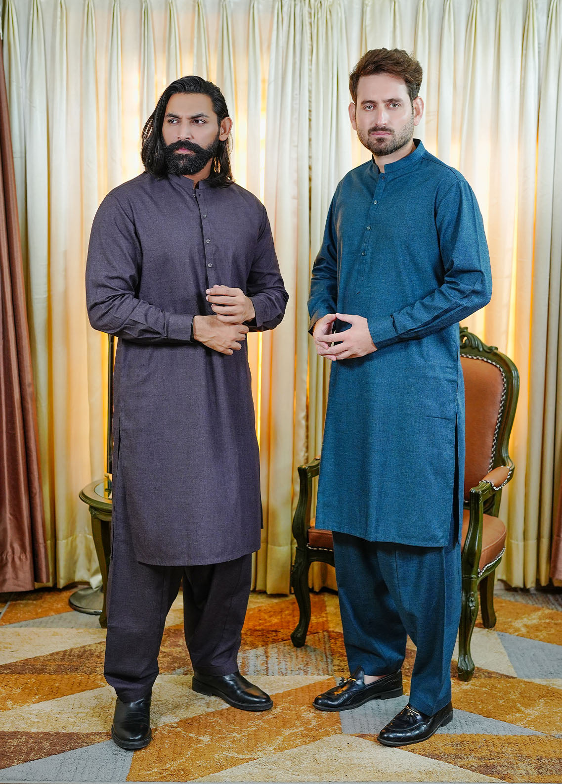 acrylic wool Shalwar Kameez in Purple heart by Real Image Clothing