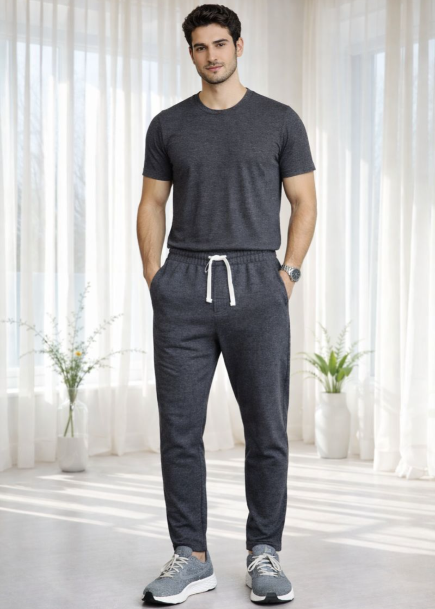 fleece Trousers in Charcoal