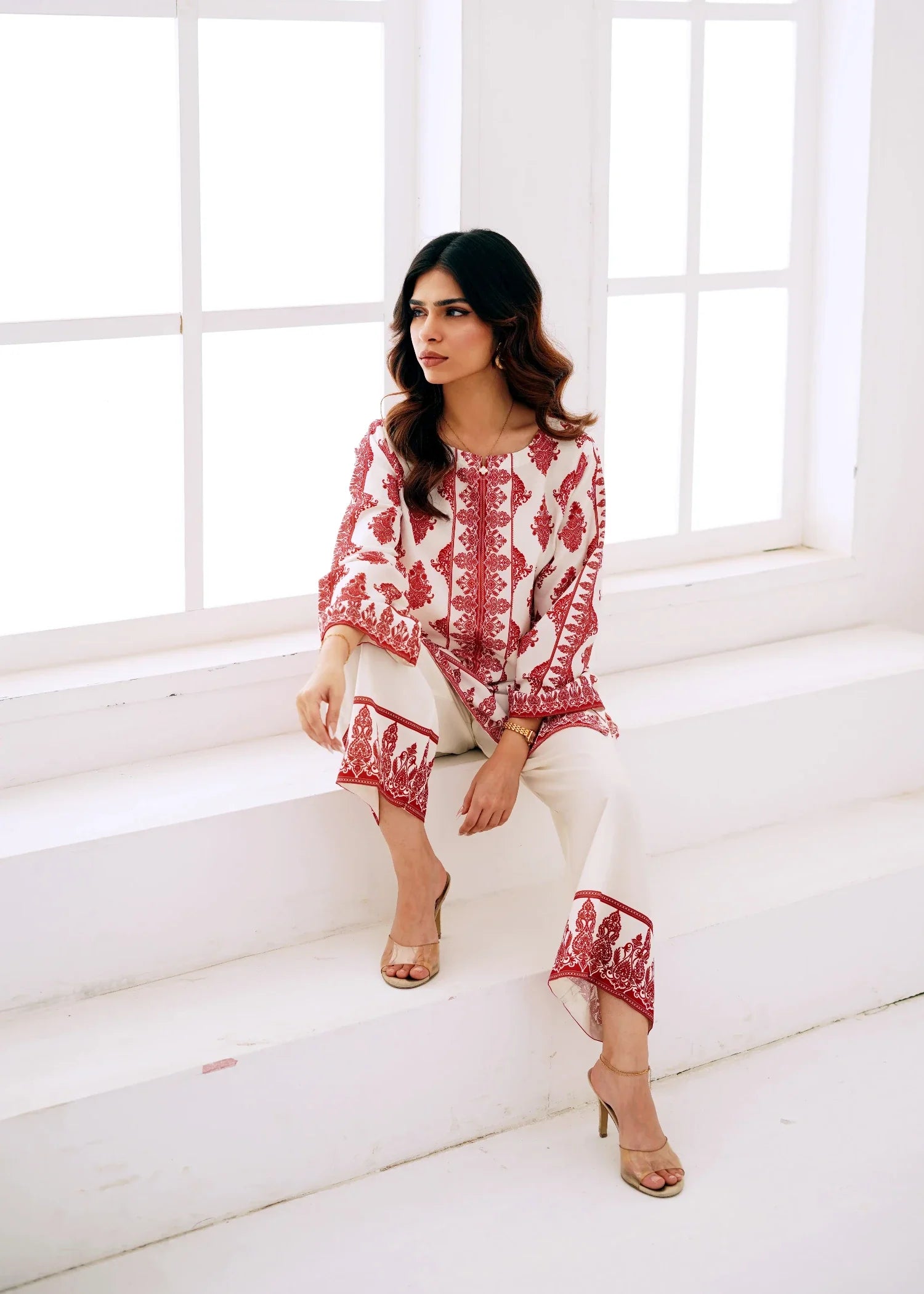 poly lawn Co Ord Sets in White
