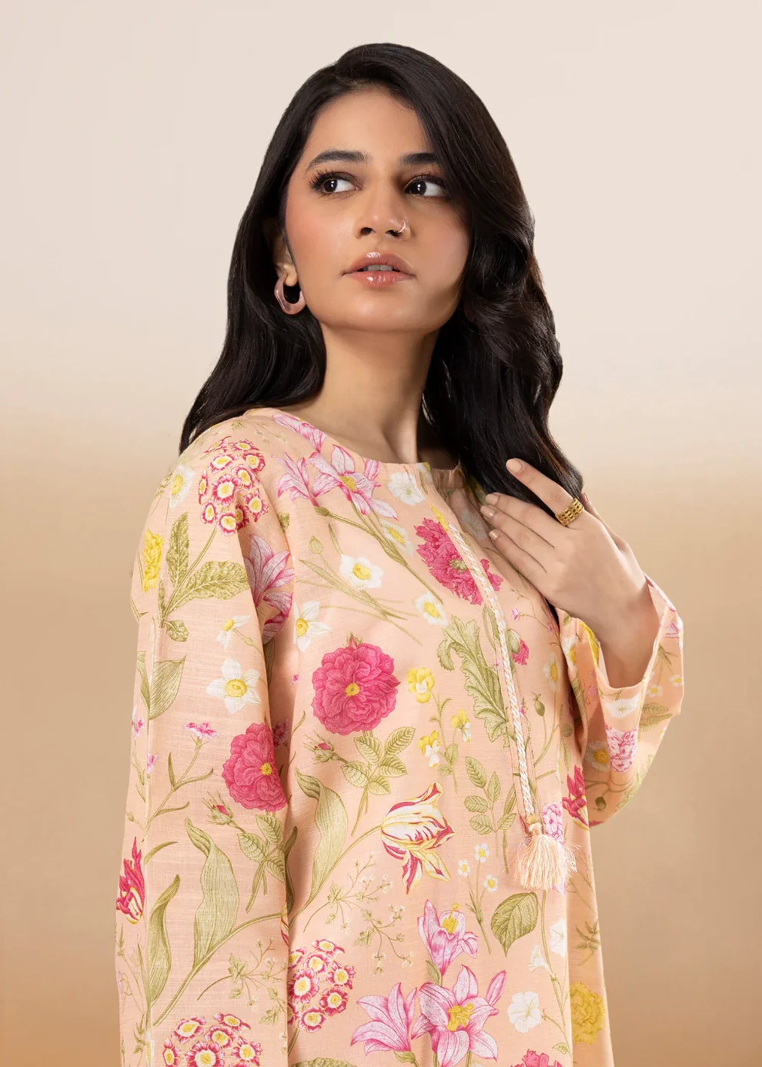 khaddar Co Ord Sets in Peach orange