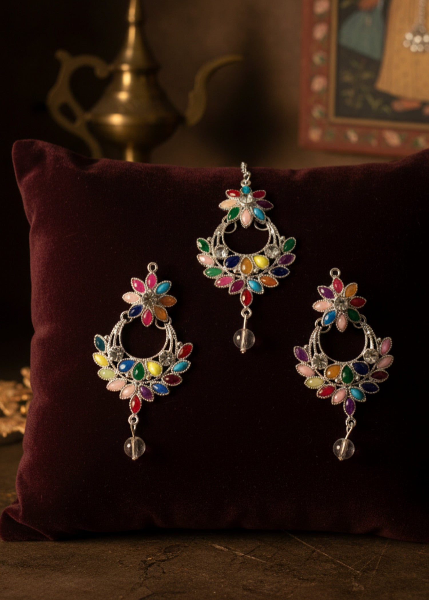 Jewelry Set in Silver, multi Color by - Trendy Women Jewelry Set JWB5167