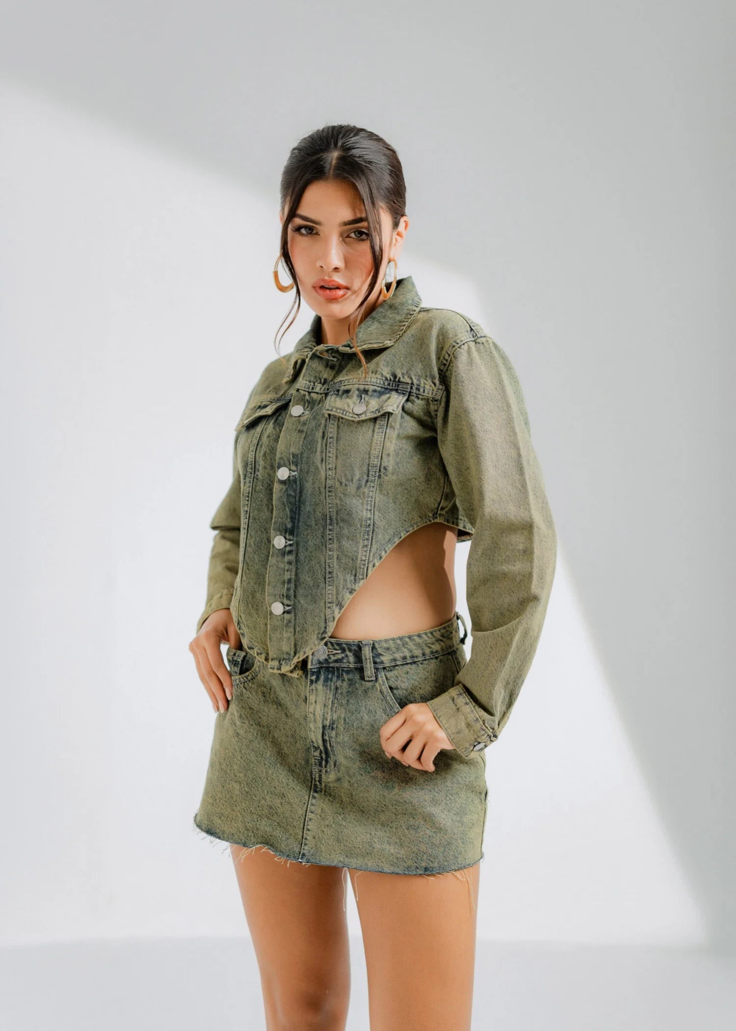 cotton Skirt in Olive green