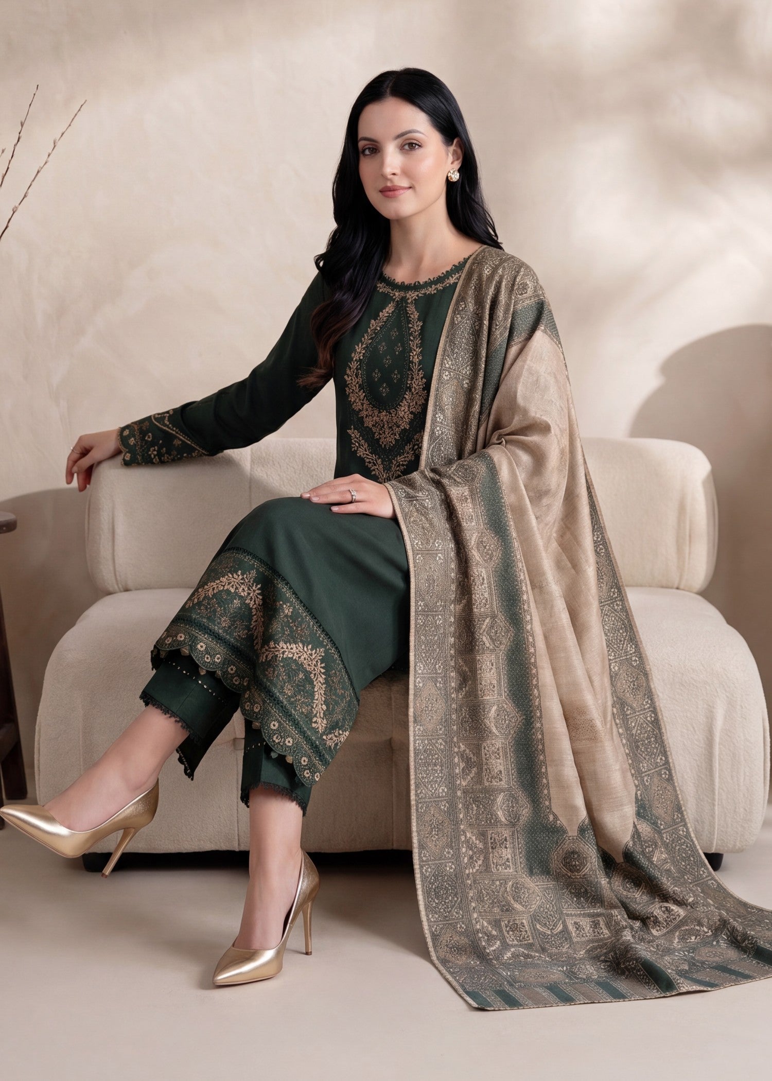 lawn Kurta Set in Green