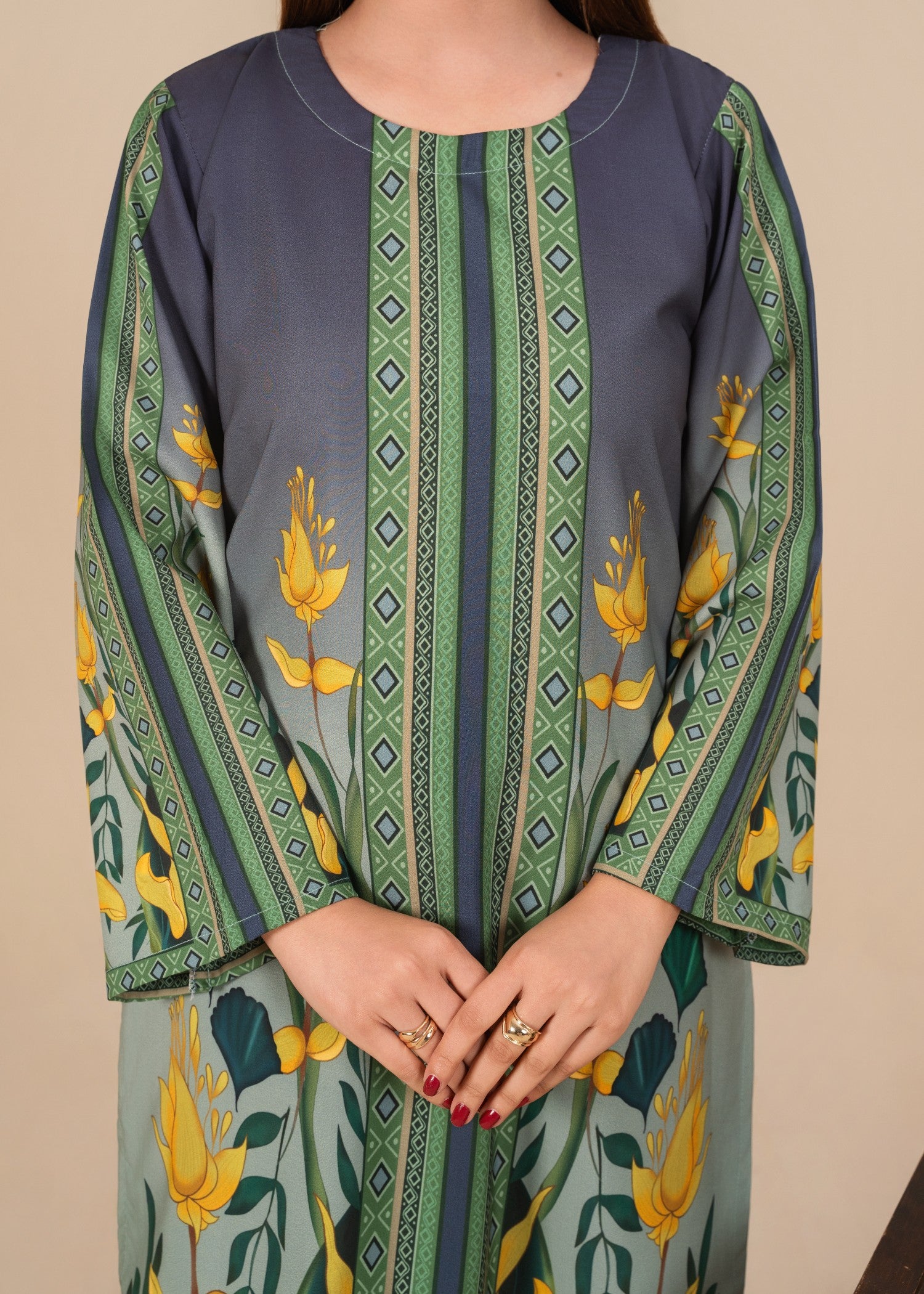 silk crepe Kurta Set in Apple green