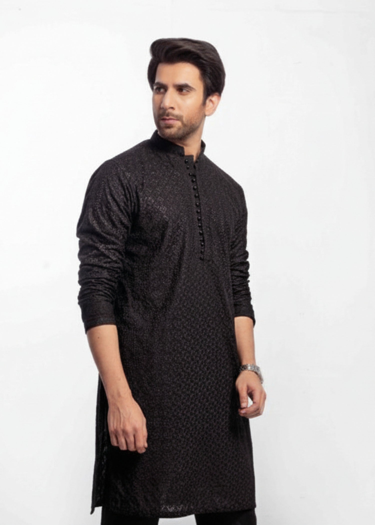 chikankari cotton Kurta Set in Black