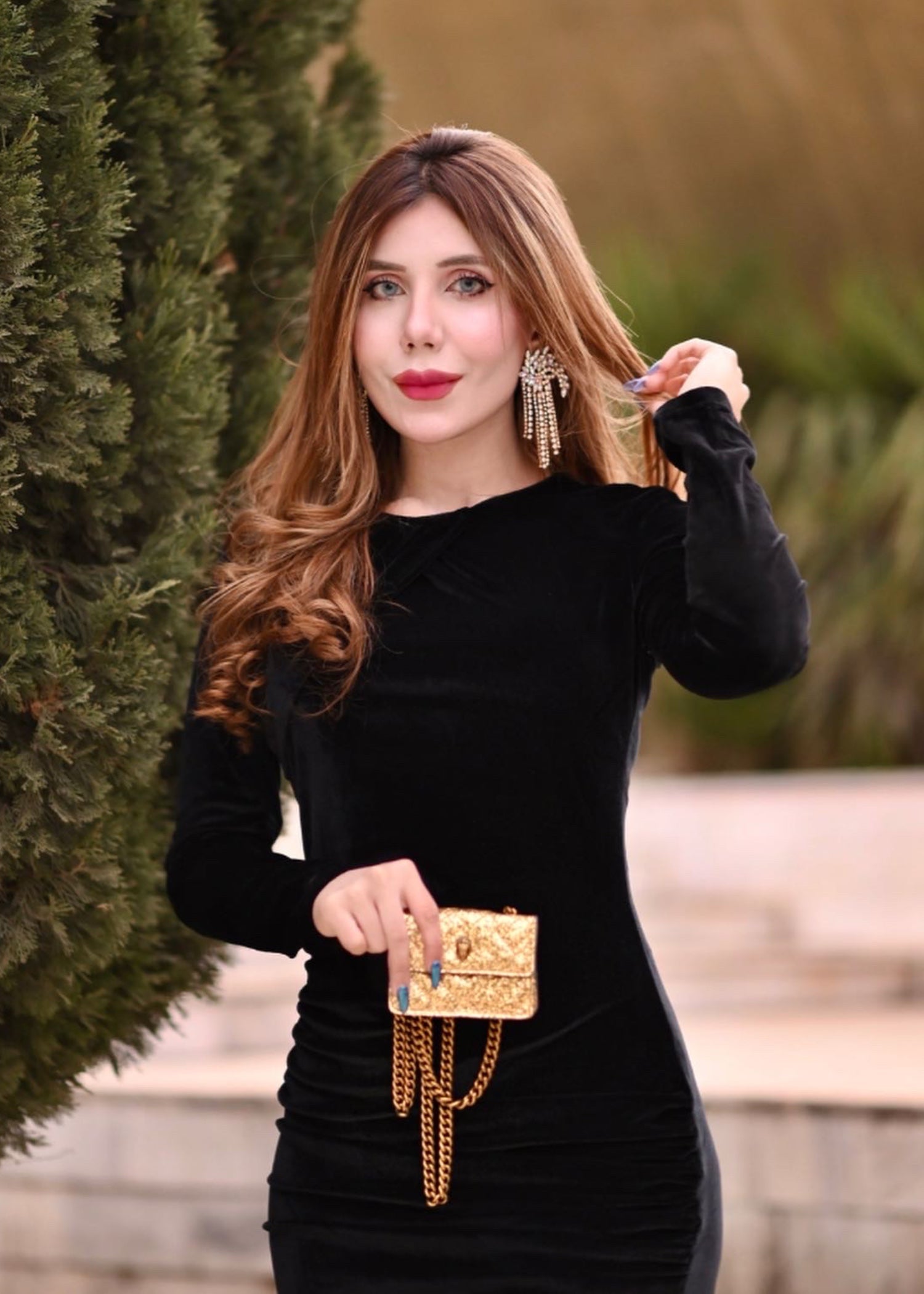 chinese micro velvet 9000 Dress in Black