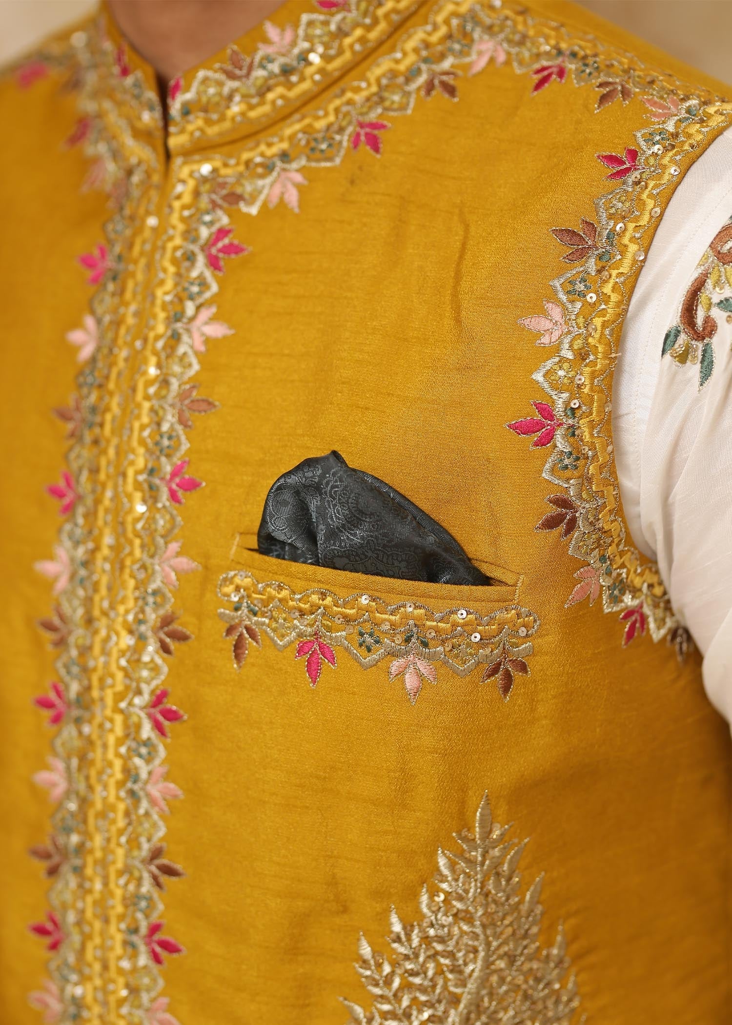 silk Waistcoat in Mustard