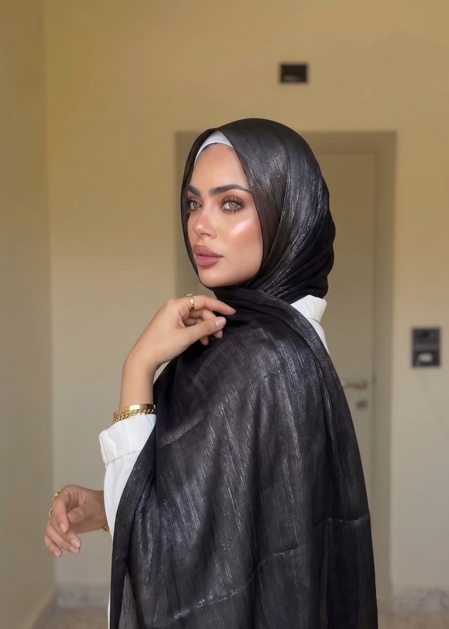 lurex organza Hijab in Black