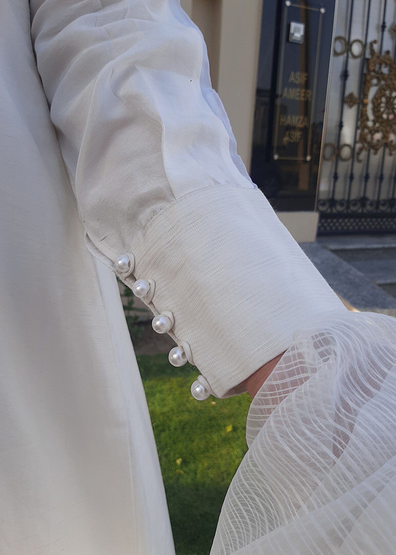 korean raw silk Kurta Set in Ivory