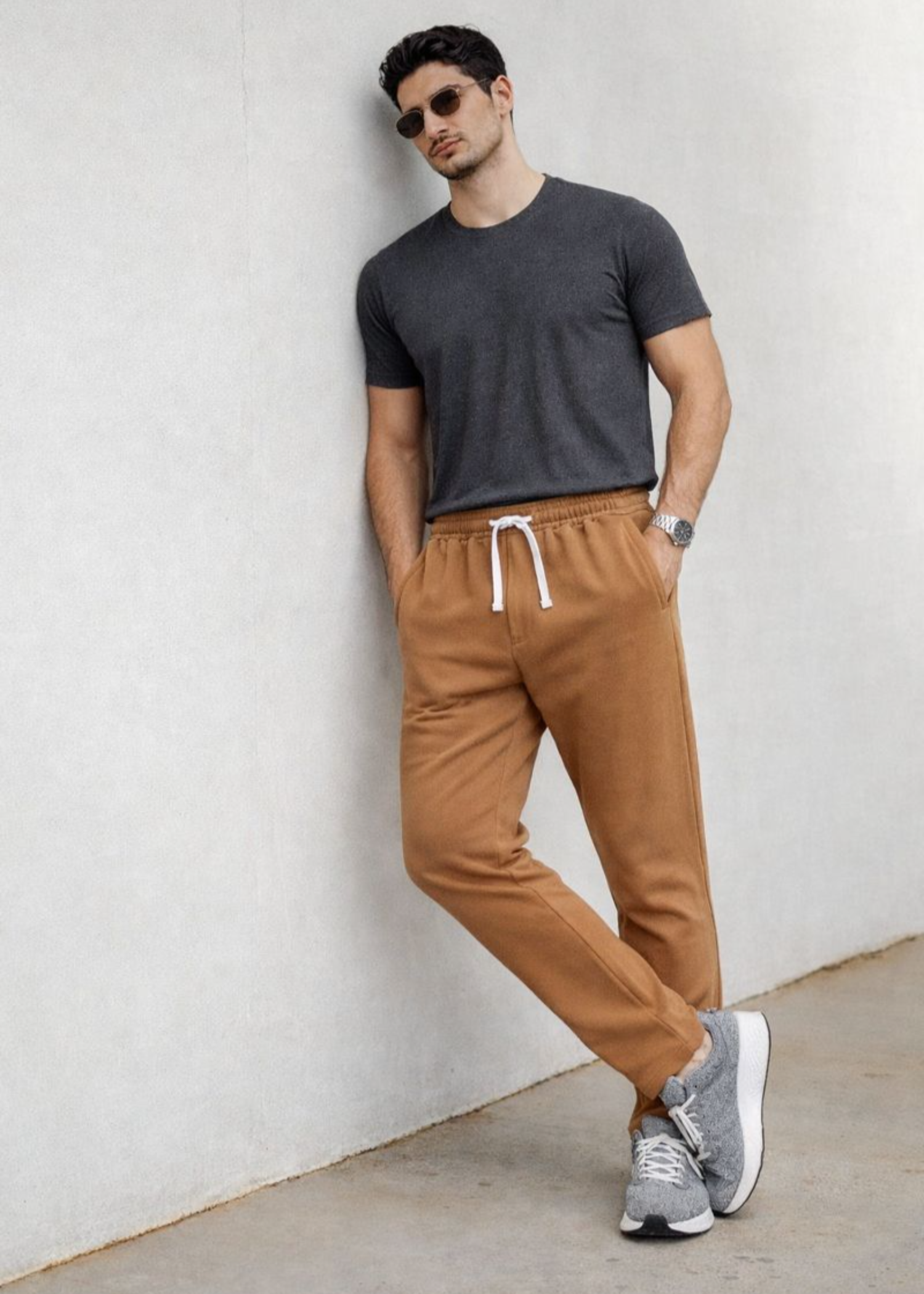 fleece Jogger Pants in Rust orange
