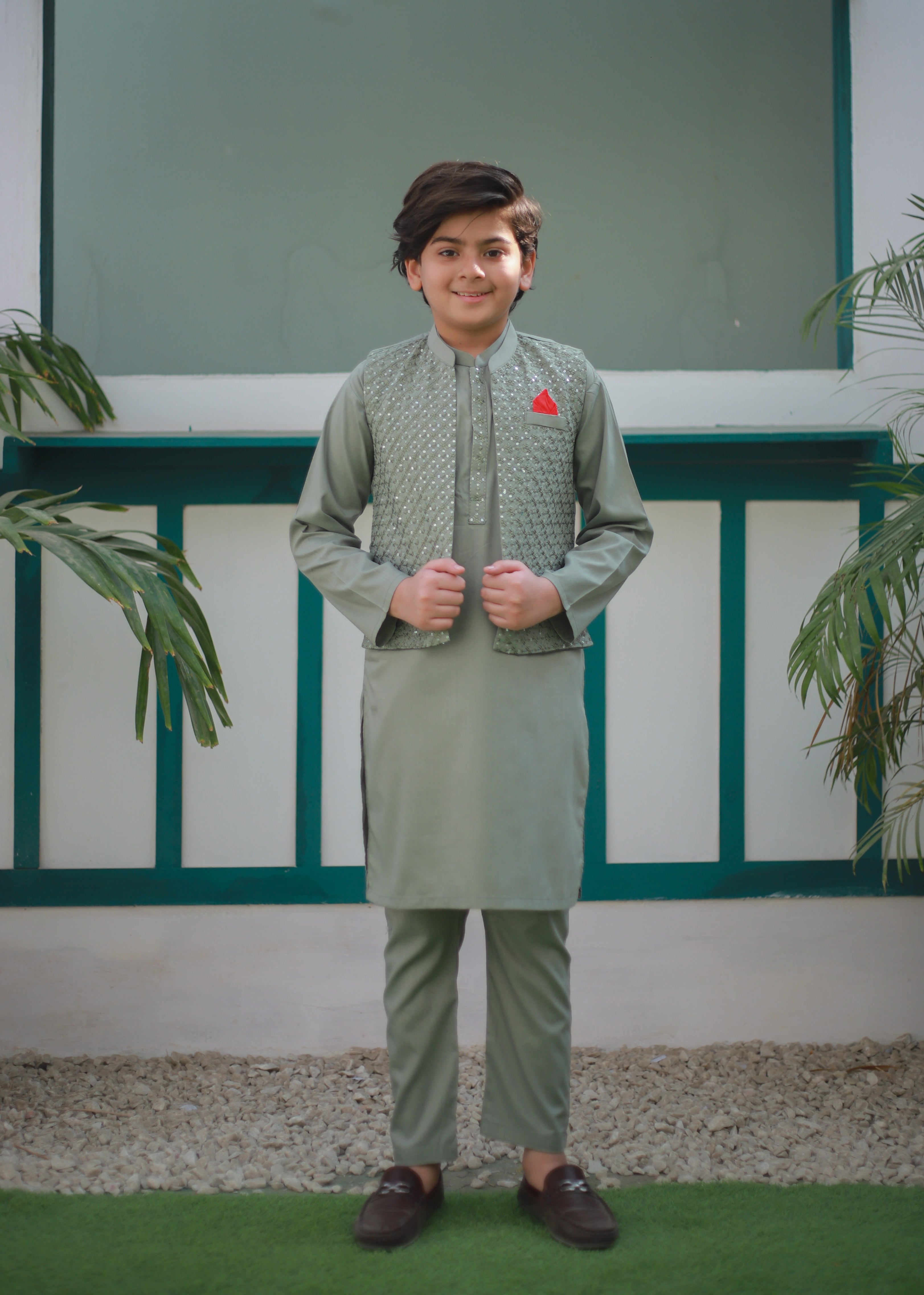 suiting Waistcoat in Moss green