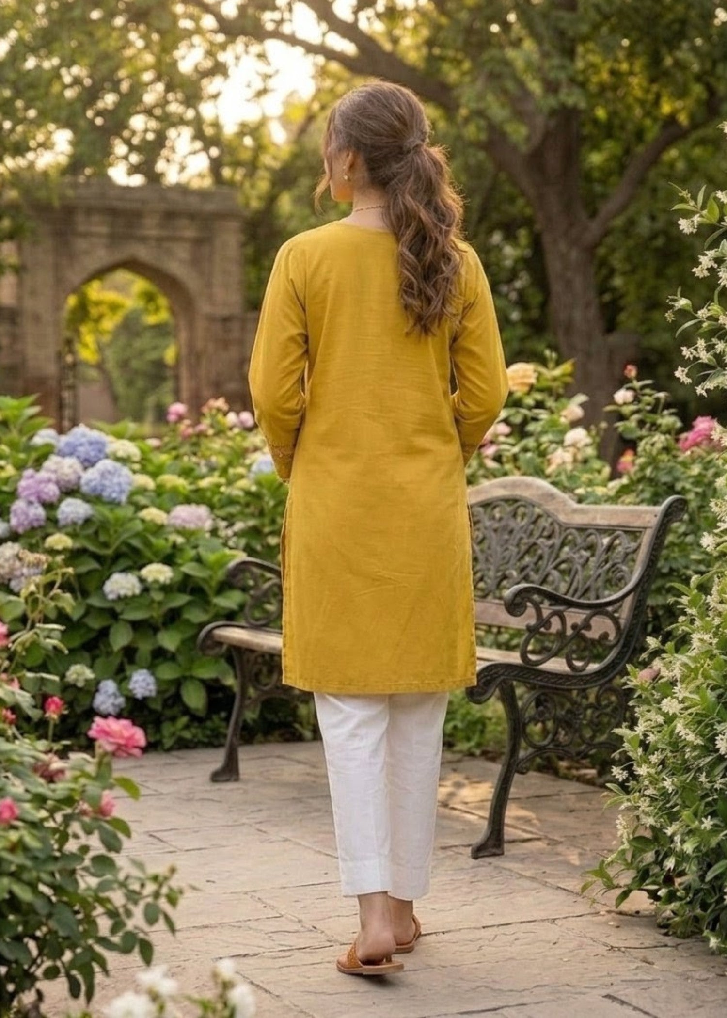 cotton Kurta Set in Goldenrod