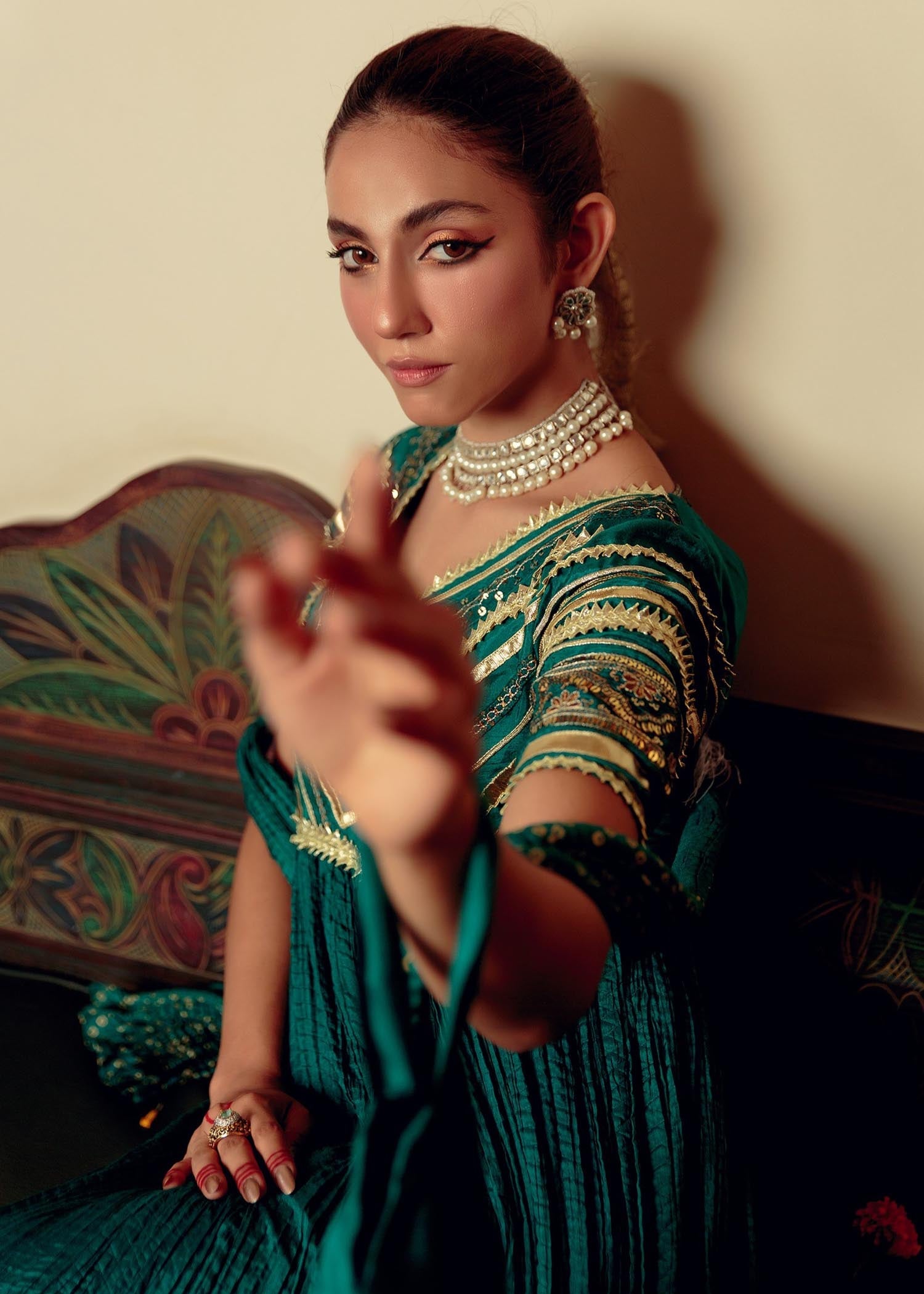 silk Pishwas in Green