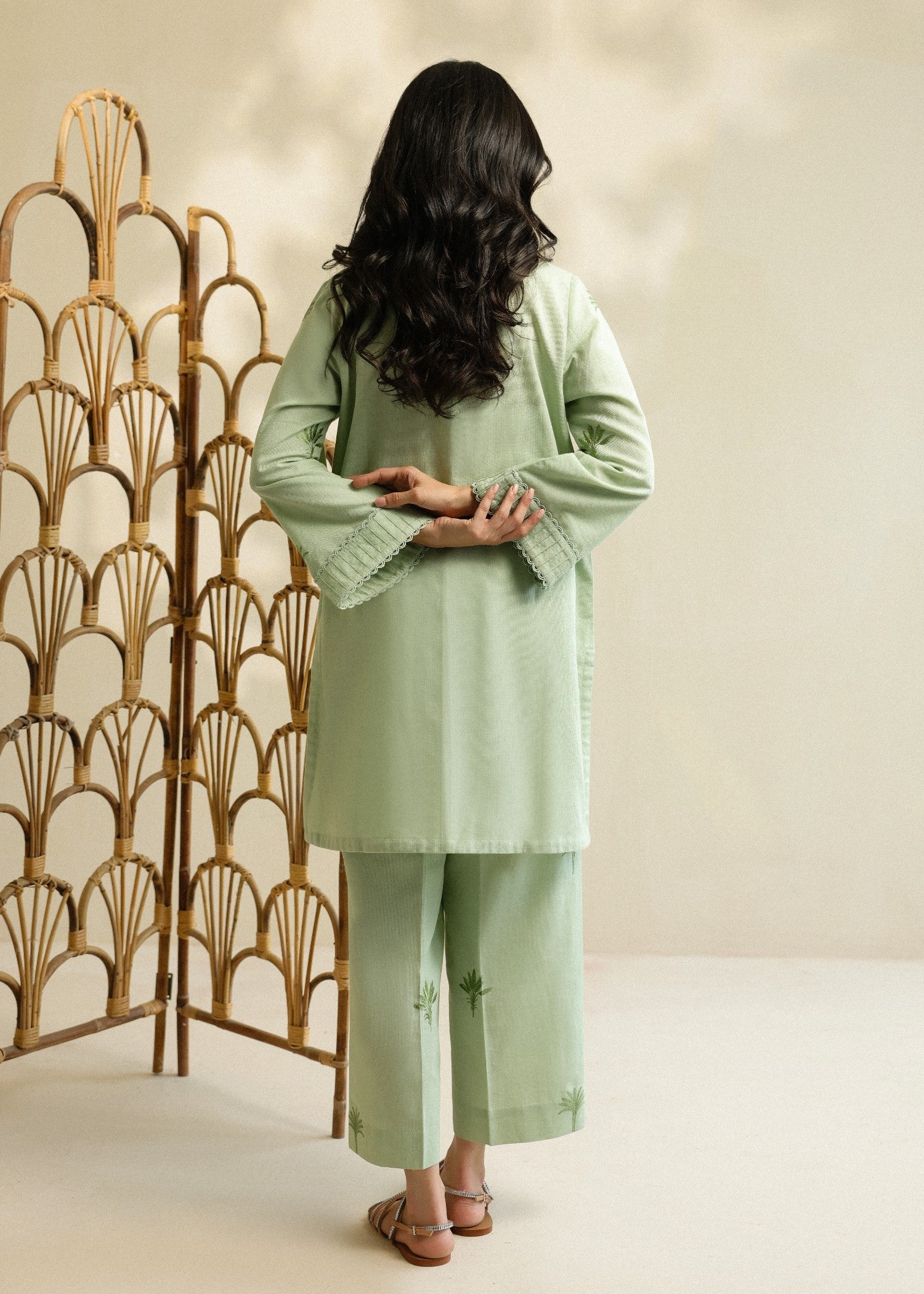 self jacquard Co Ord Sets in Pistachio green