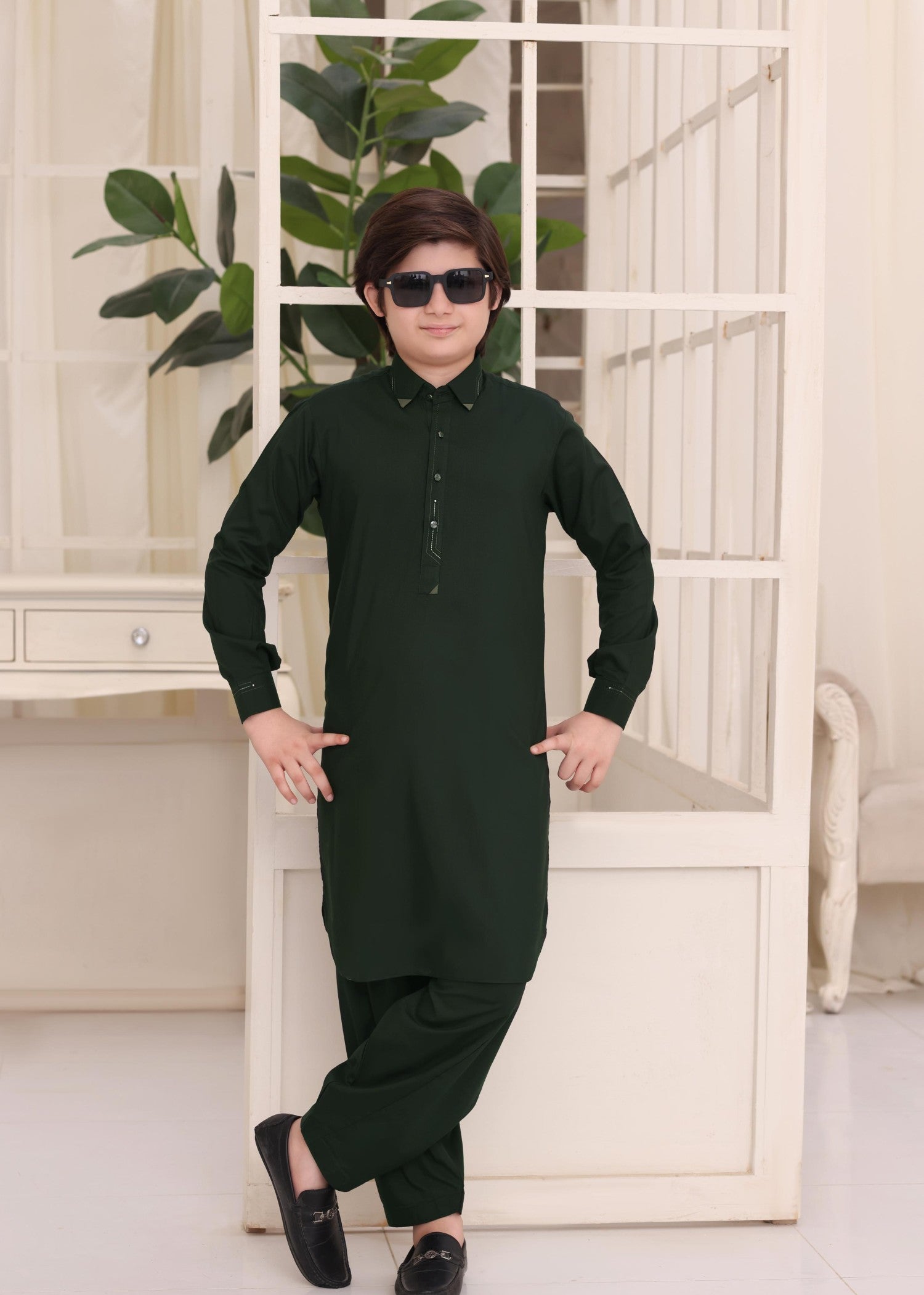 wash & wear Kurta Set in Green