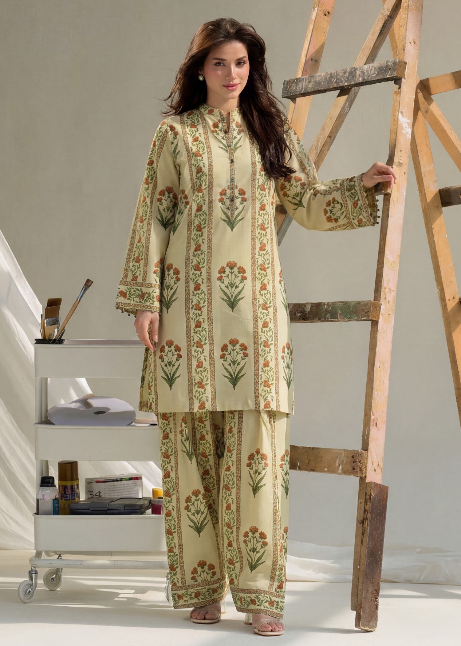 cotton Co Ord Sets in Lemon chiffon