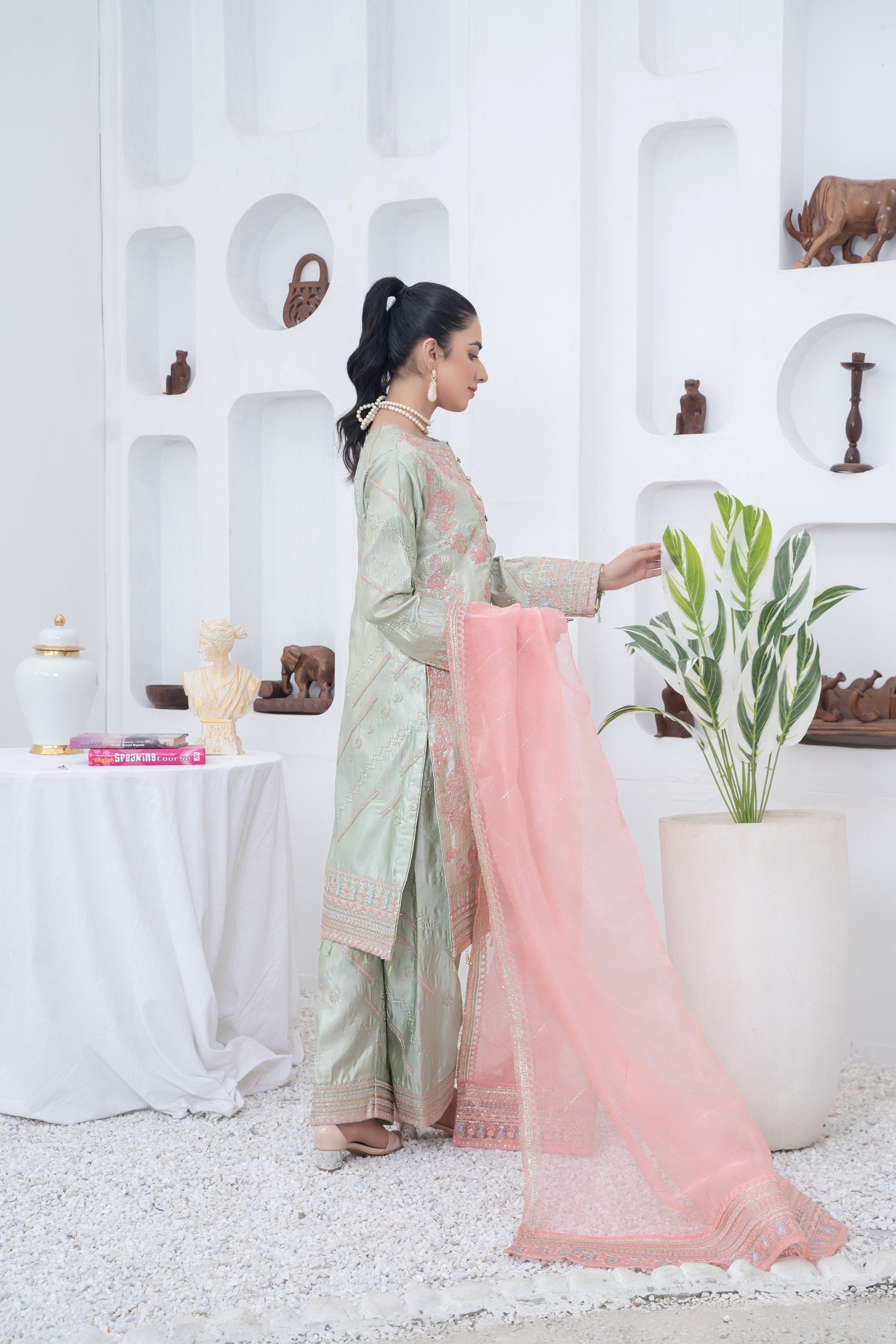 masuri Kurta Set in Mint green