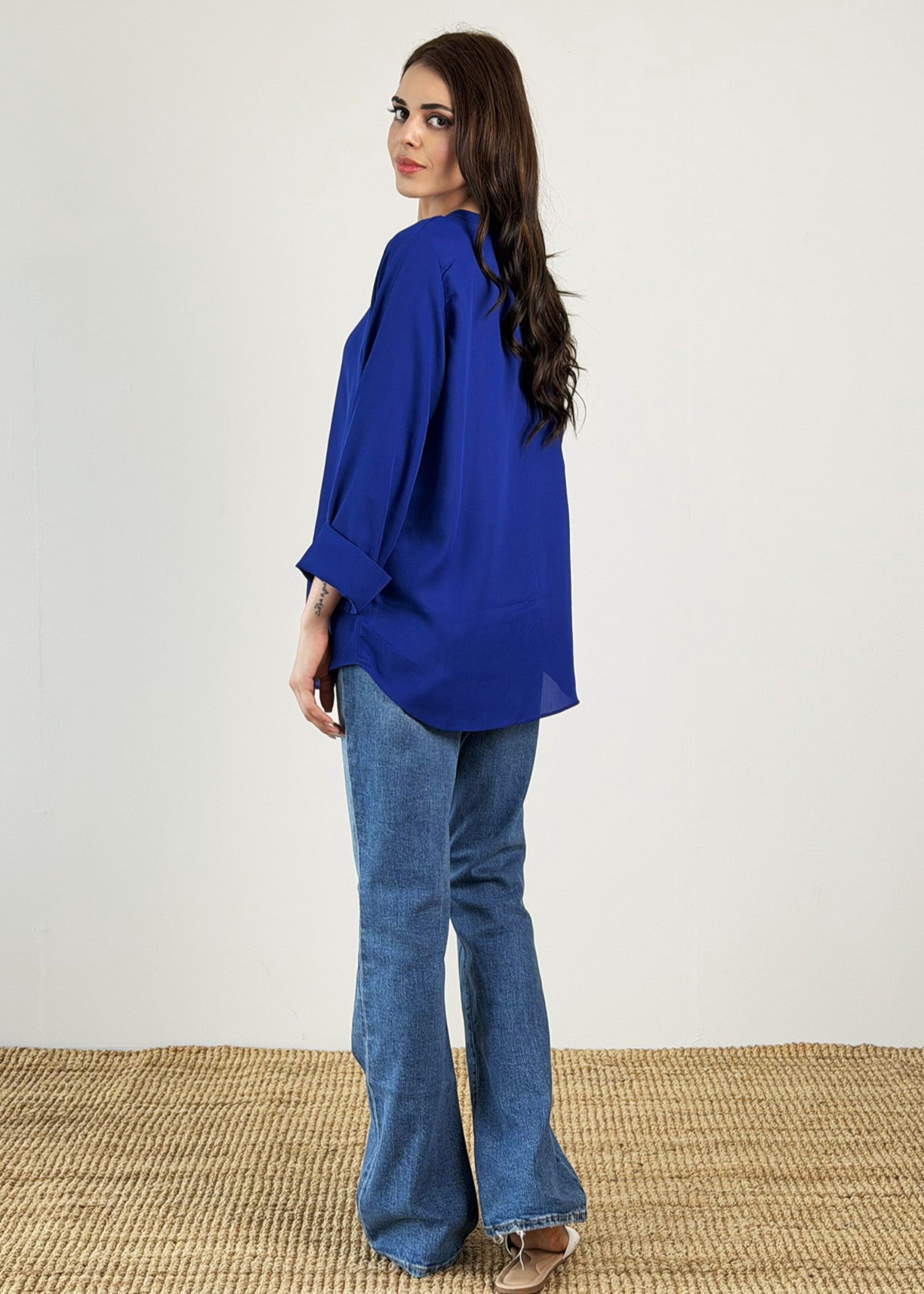 georgette Top in Sapphire blue