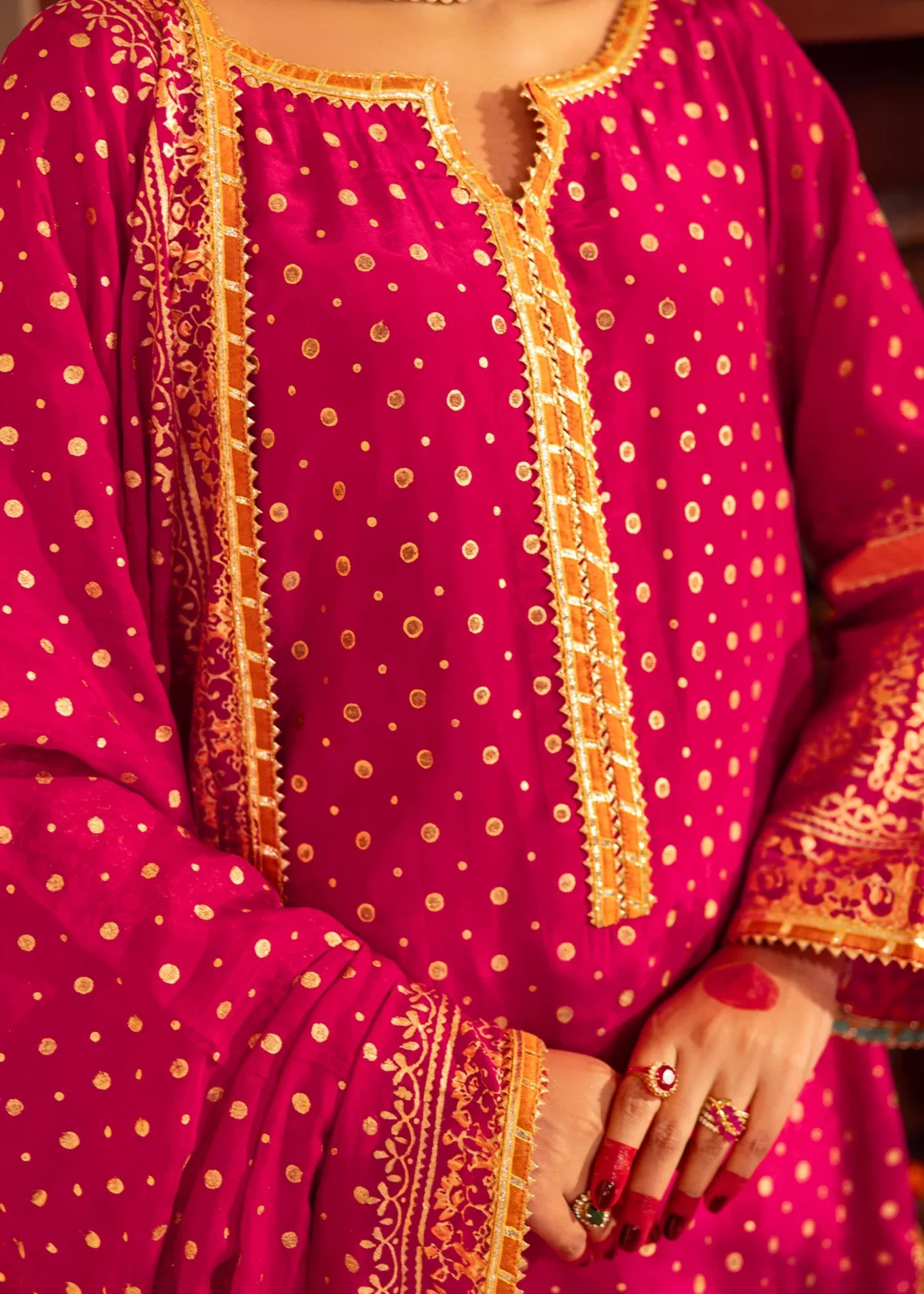 raw silk Unstitched in Fuchsia pink
