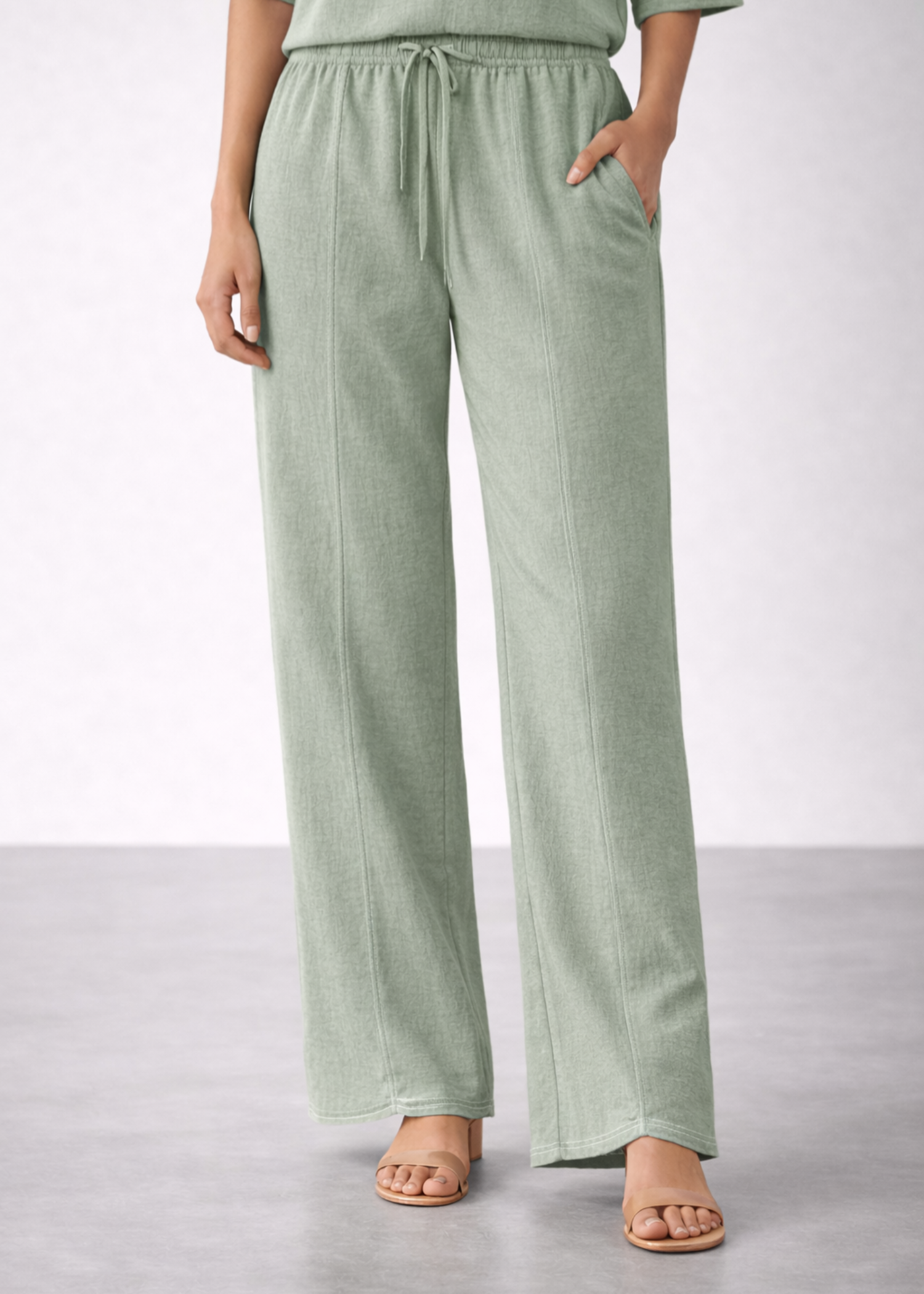 seersucker Trousers in Olive green