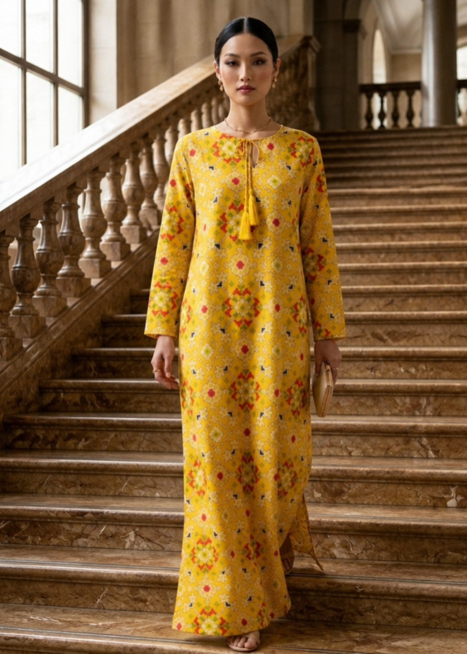 pure viscose Kaftan in Yellow