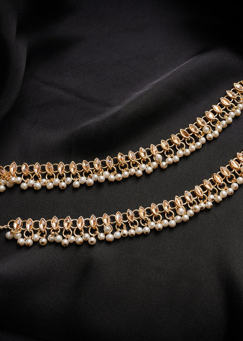 Anklet in Pearl white, golden brown Color by - Trendy Women Anklet LOZ7691