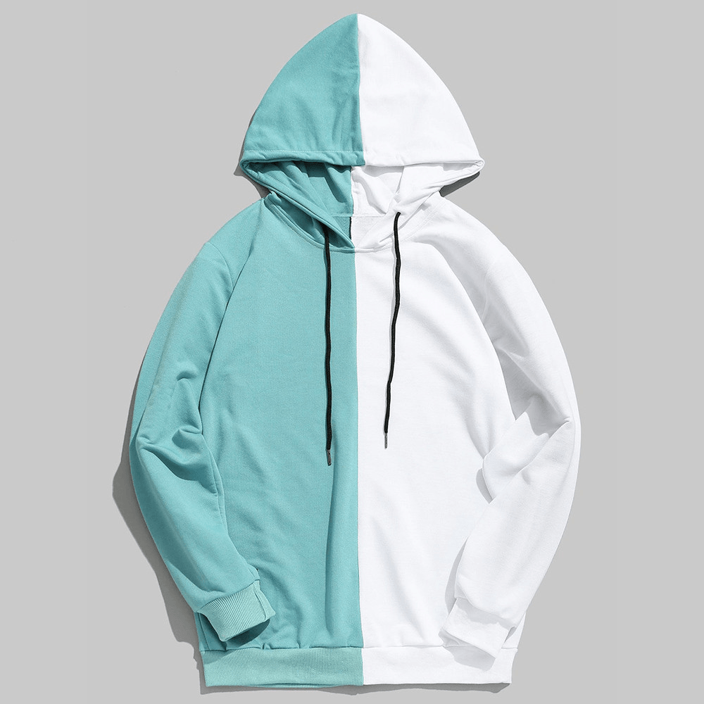 Solid Color Men'S Hooded Stitching Sweater